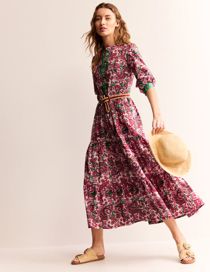 Robe longue Alba volantée en coton-Multi, motif Fantastical-5