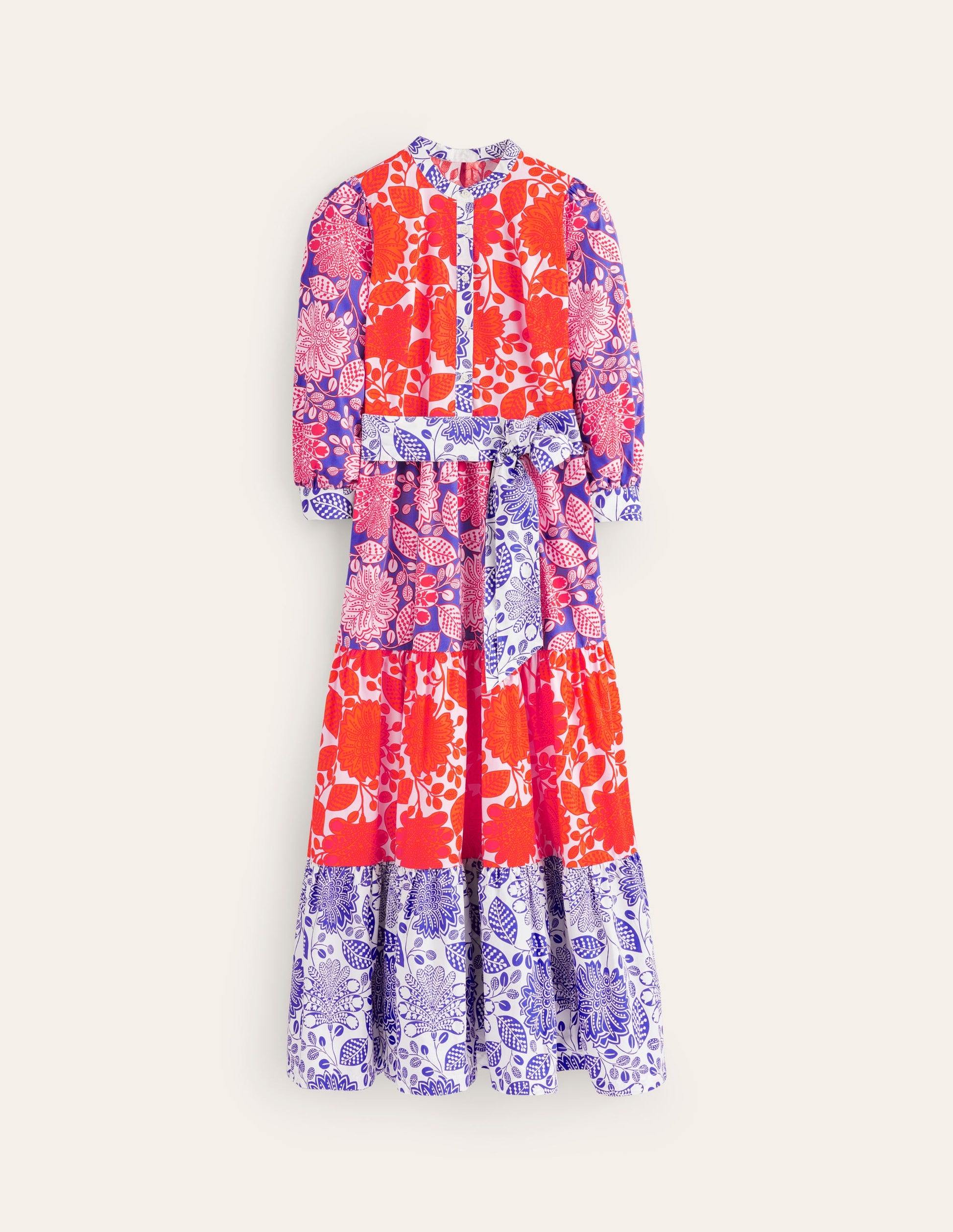 Alba Gestuftes Maxikleid aus Baumwolle-Feuerwerk, Gardenia Swirl-7
