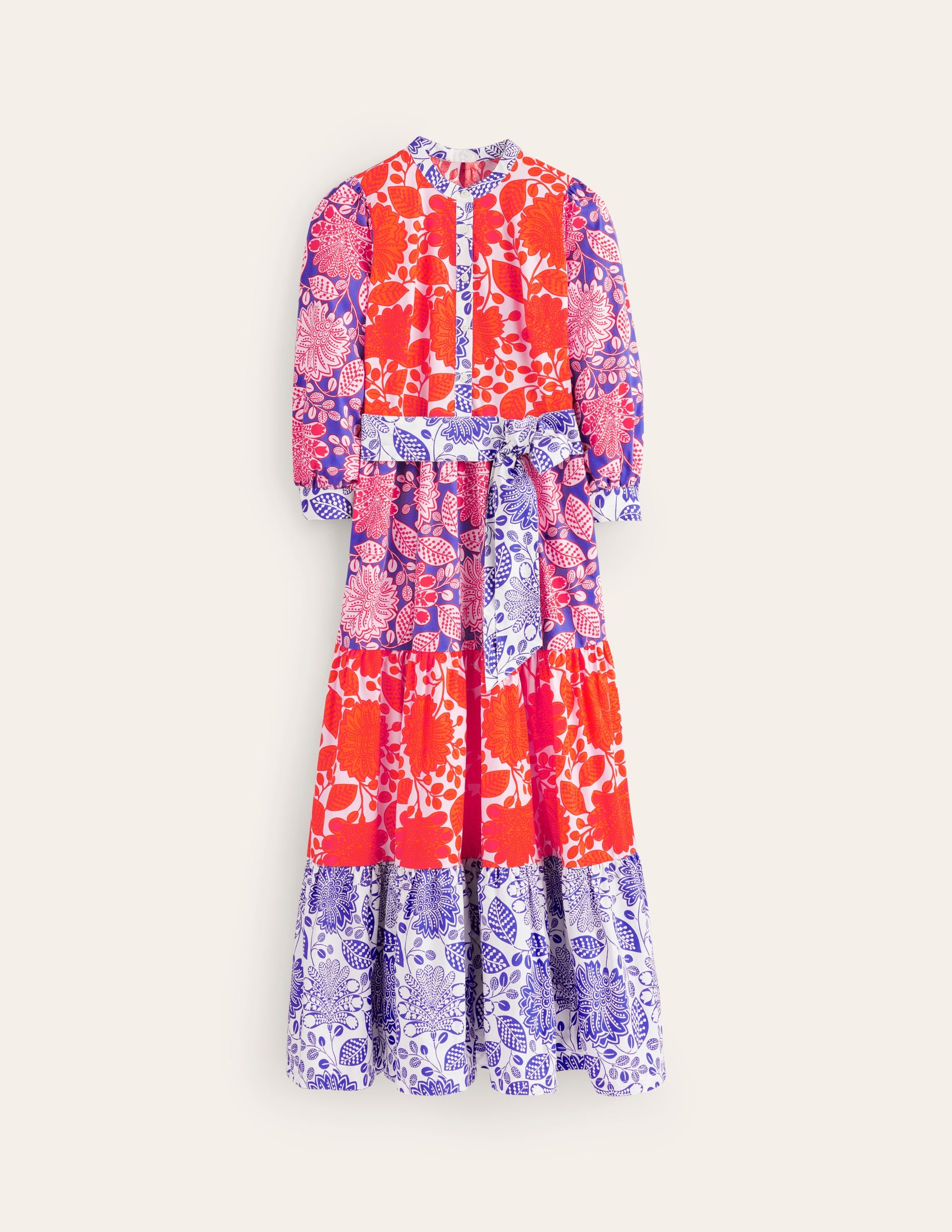 Robe longue Alba volantée en coton-Orange pétard, motif Gardenia Swirl - Image 7