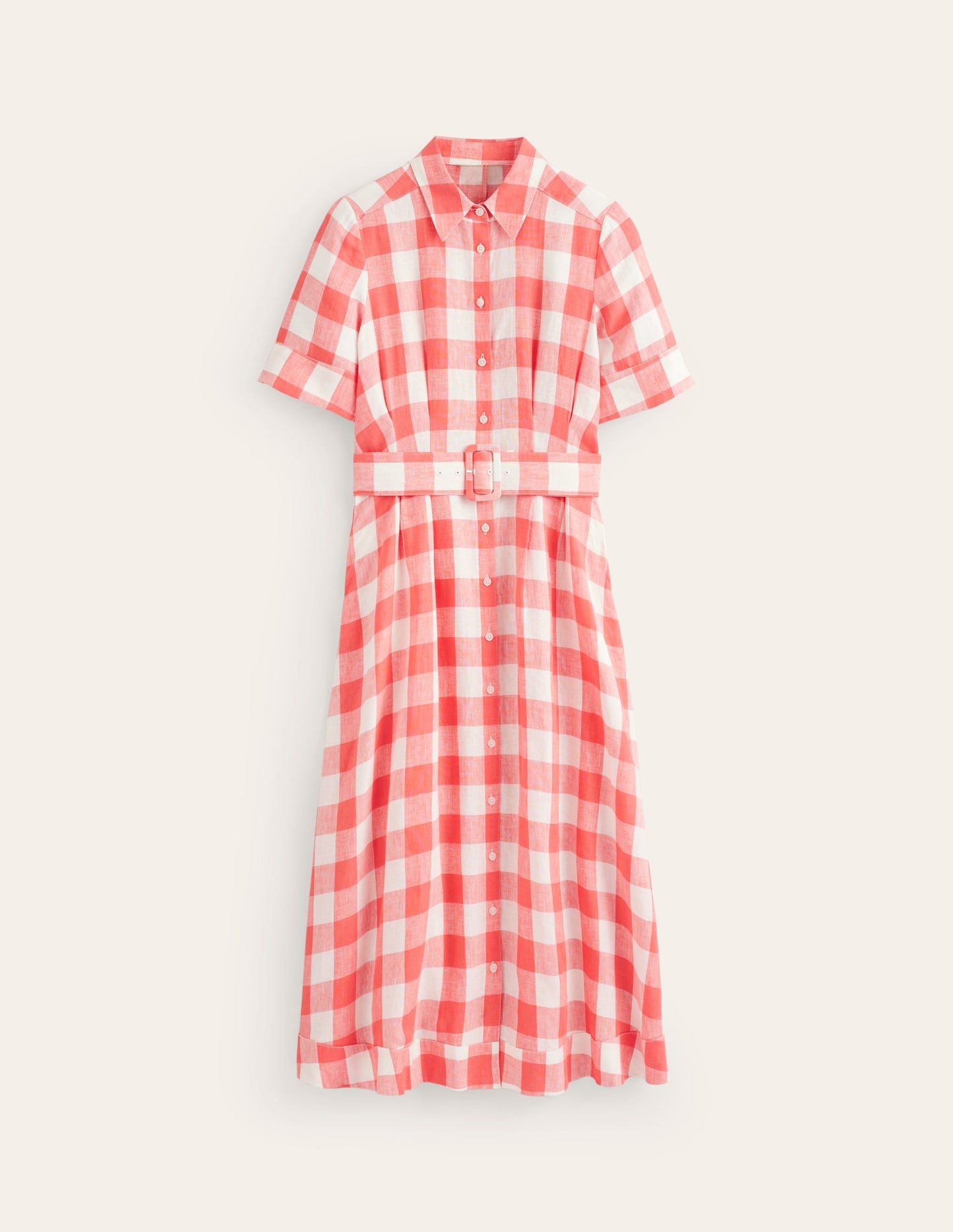 Robe-chemise midi Louise en lin-Rose porcelaine