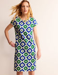 Robe T-shirt Leah en jersey-Vert, motif Geometric Stamp