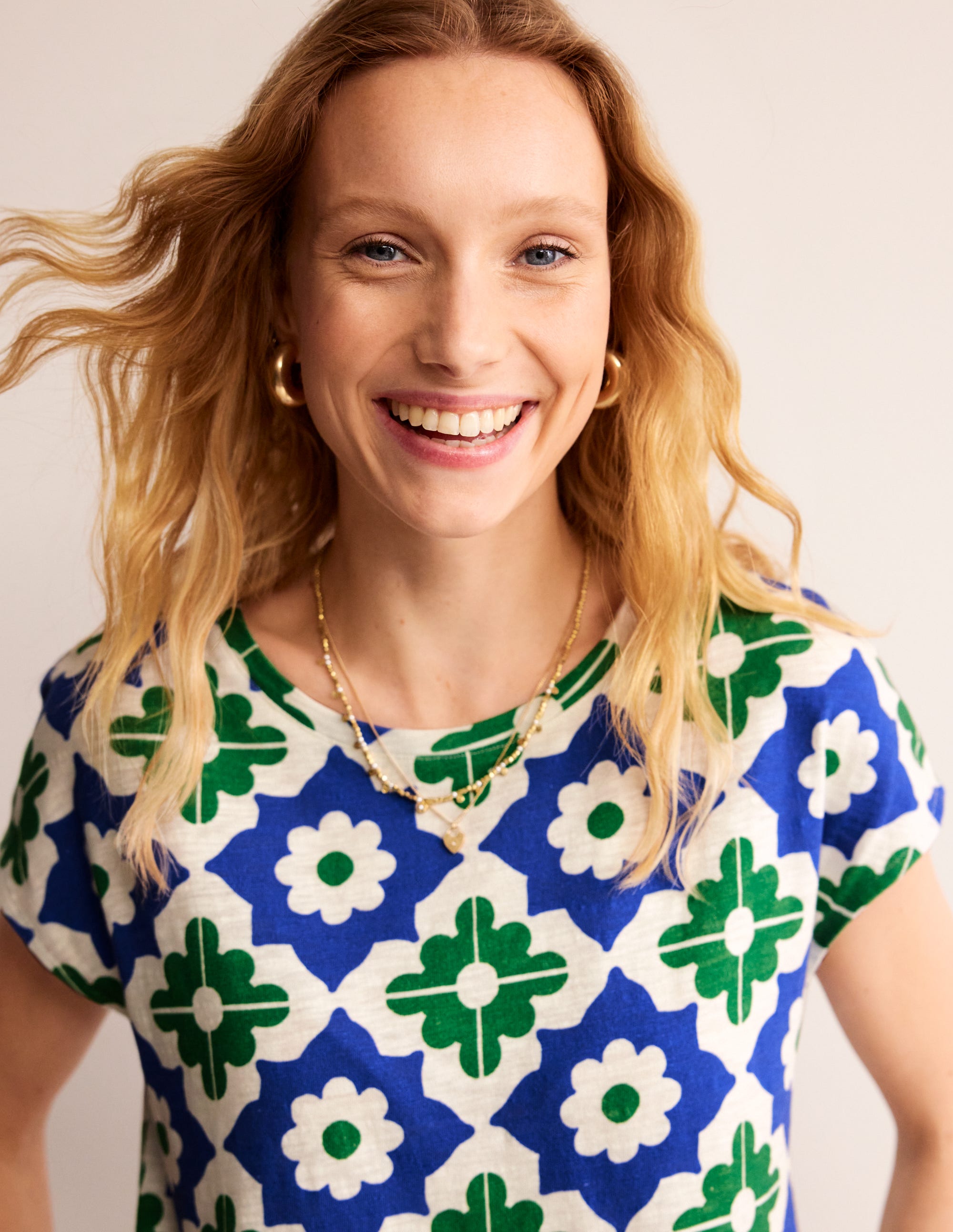 Robe T-shirt Leah en jersey-Vert, motif Geometric Stamp - Image 2