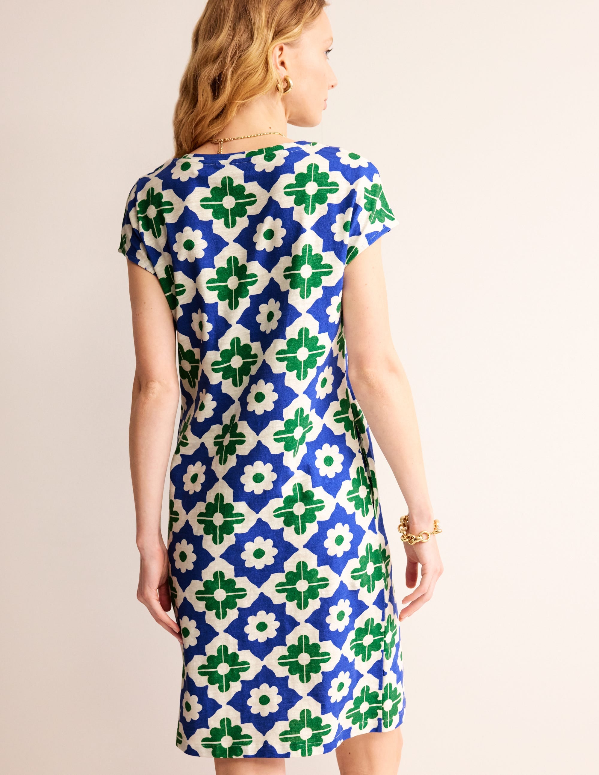 Robe T-shirt Leah en jersey-Vert, motif Geometric Stamp - Image 3