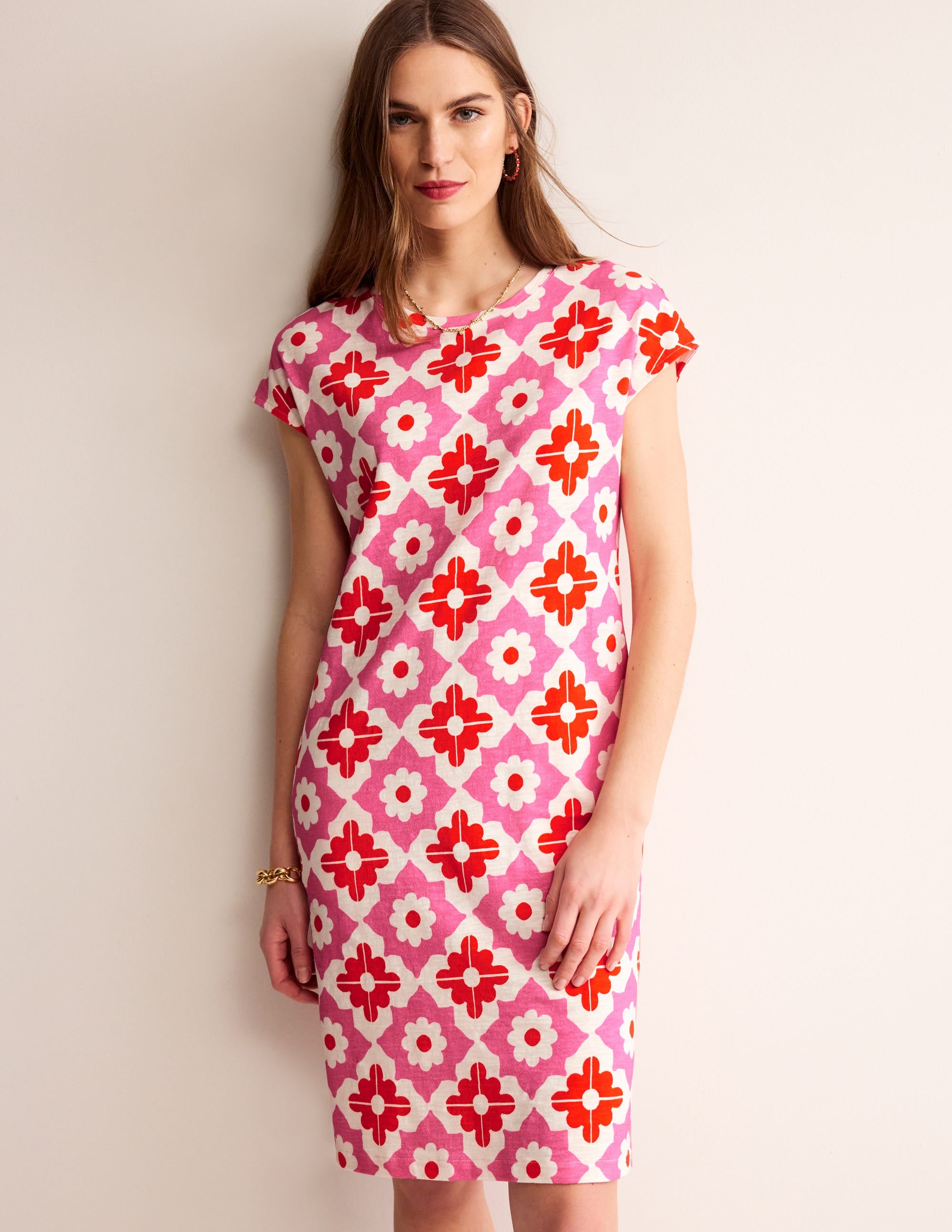 Leah T-Shirt-Kleid aus Jersey-Beacon Gingham - Image 1