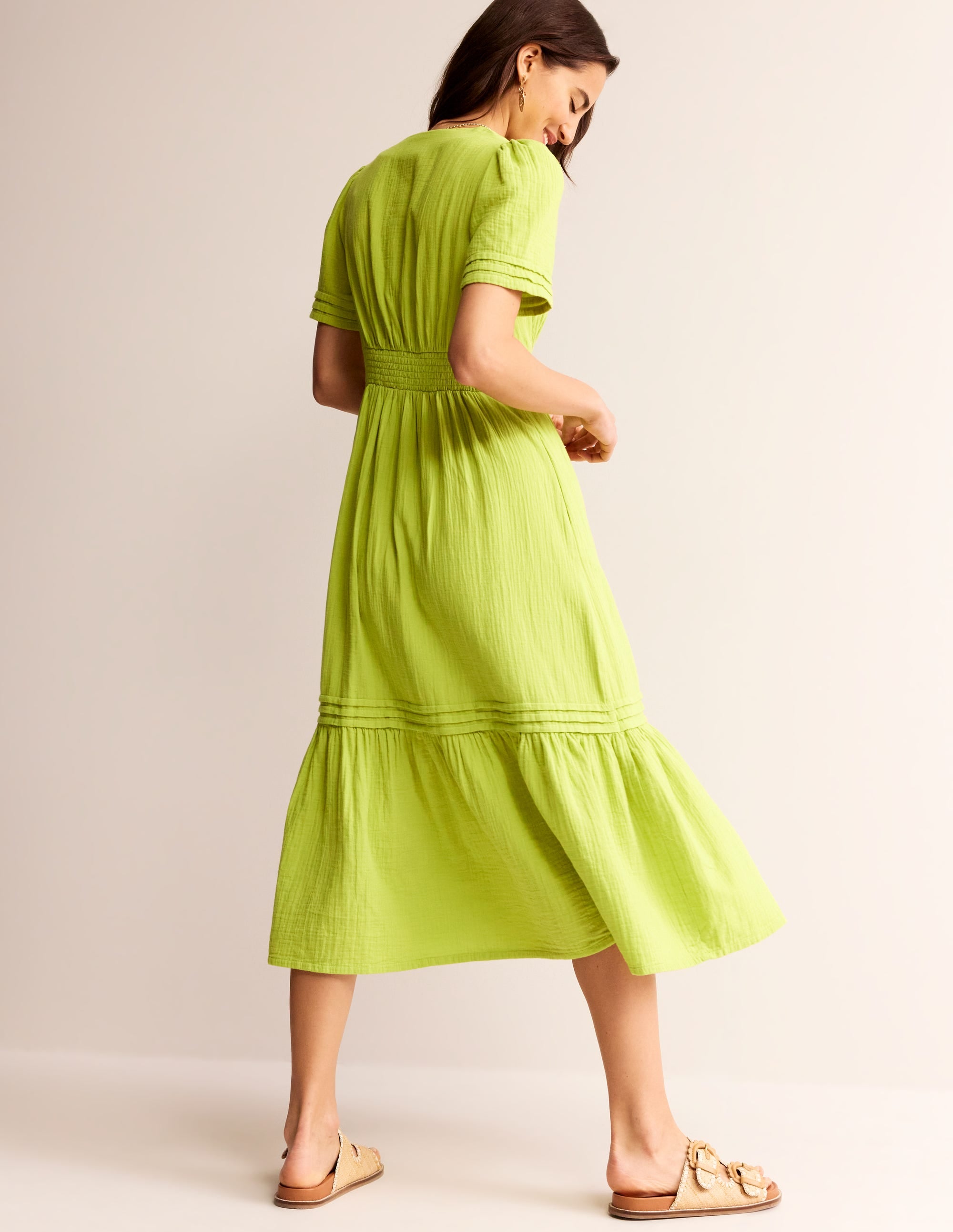 Eve Doppeltuch-Midikleid-Gelbgrün - Image 3