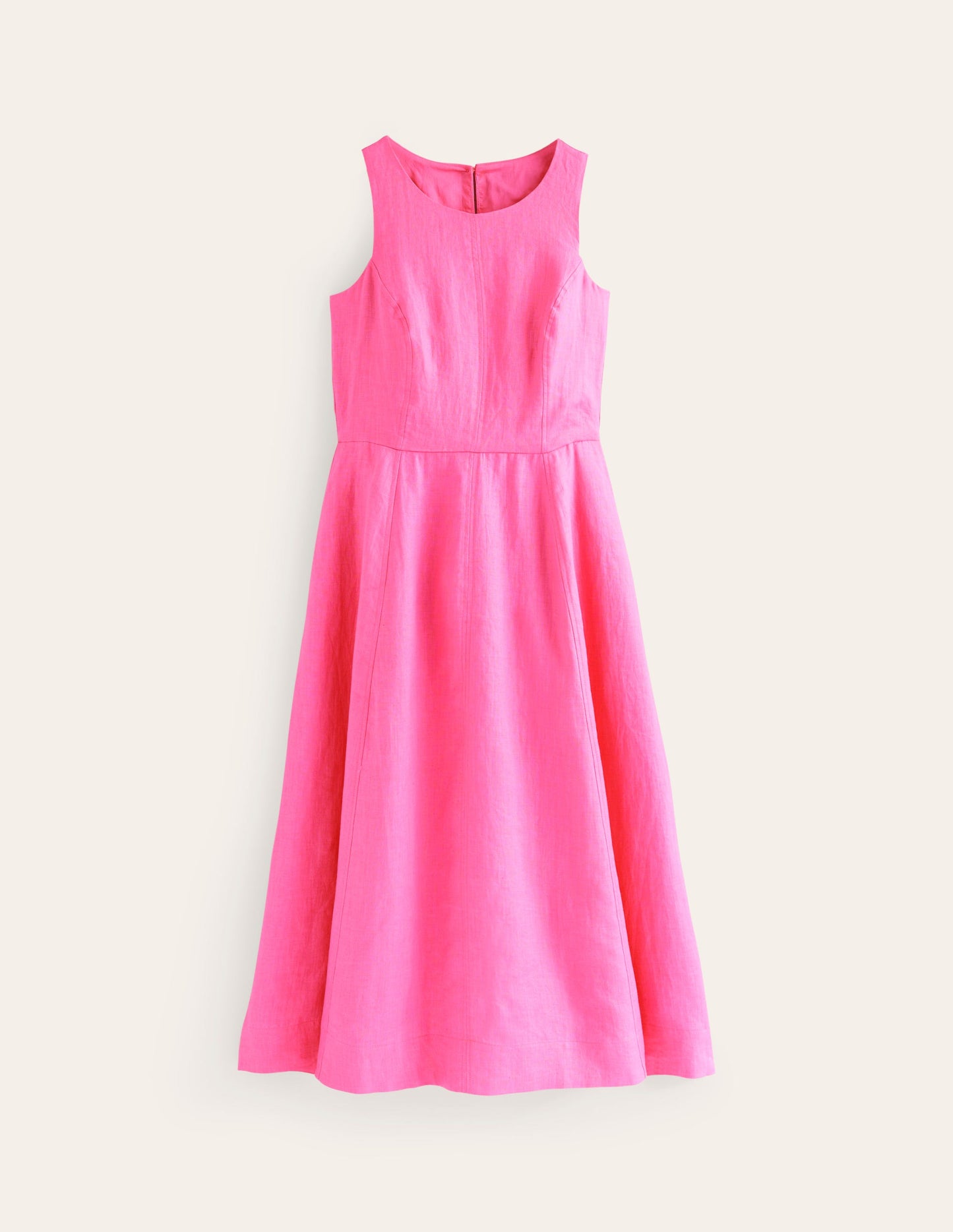 Robe midi Carla en lin-Sangria rose