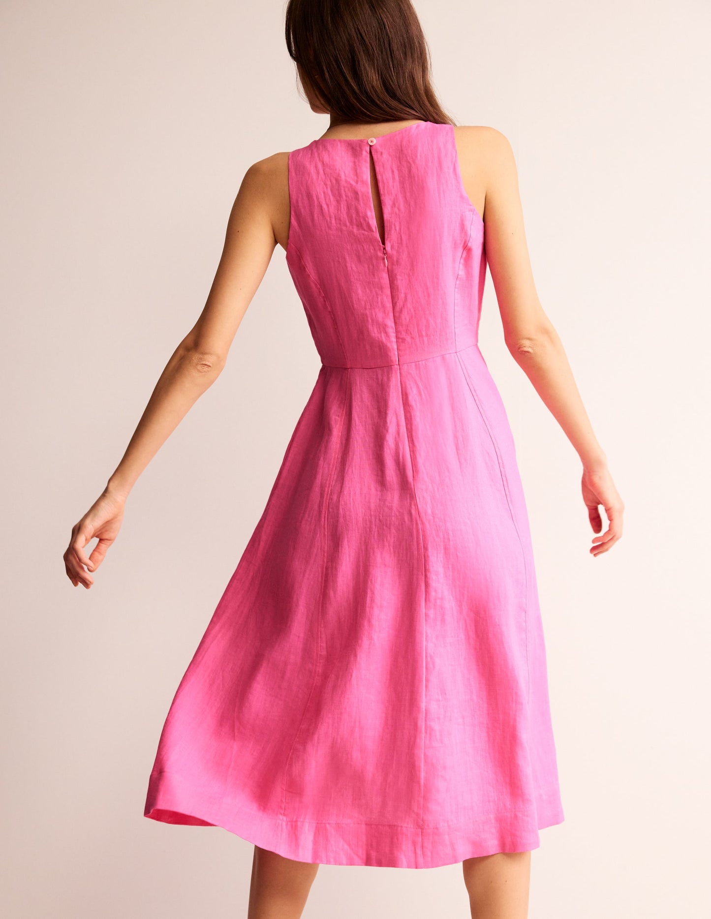 Robe midi Carla en lin-Sangria rose