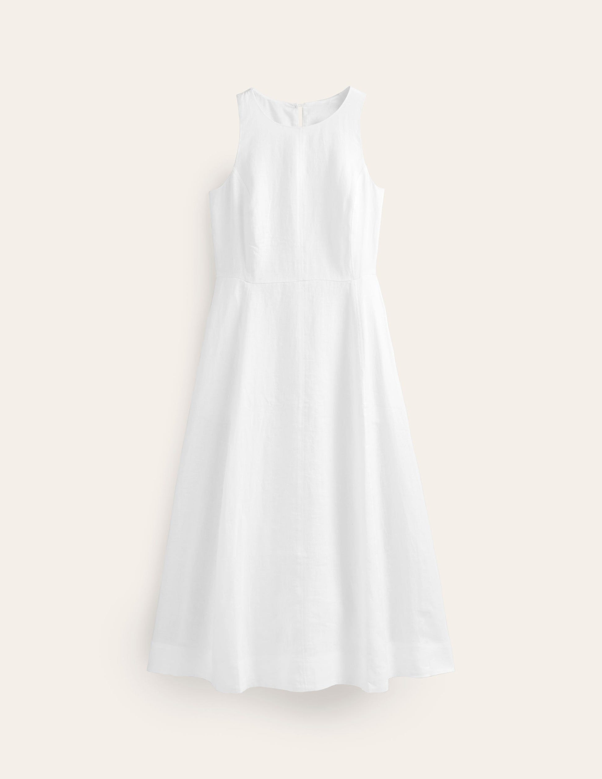Robe midi Carla en lin-Blanc-5