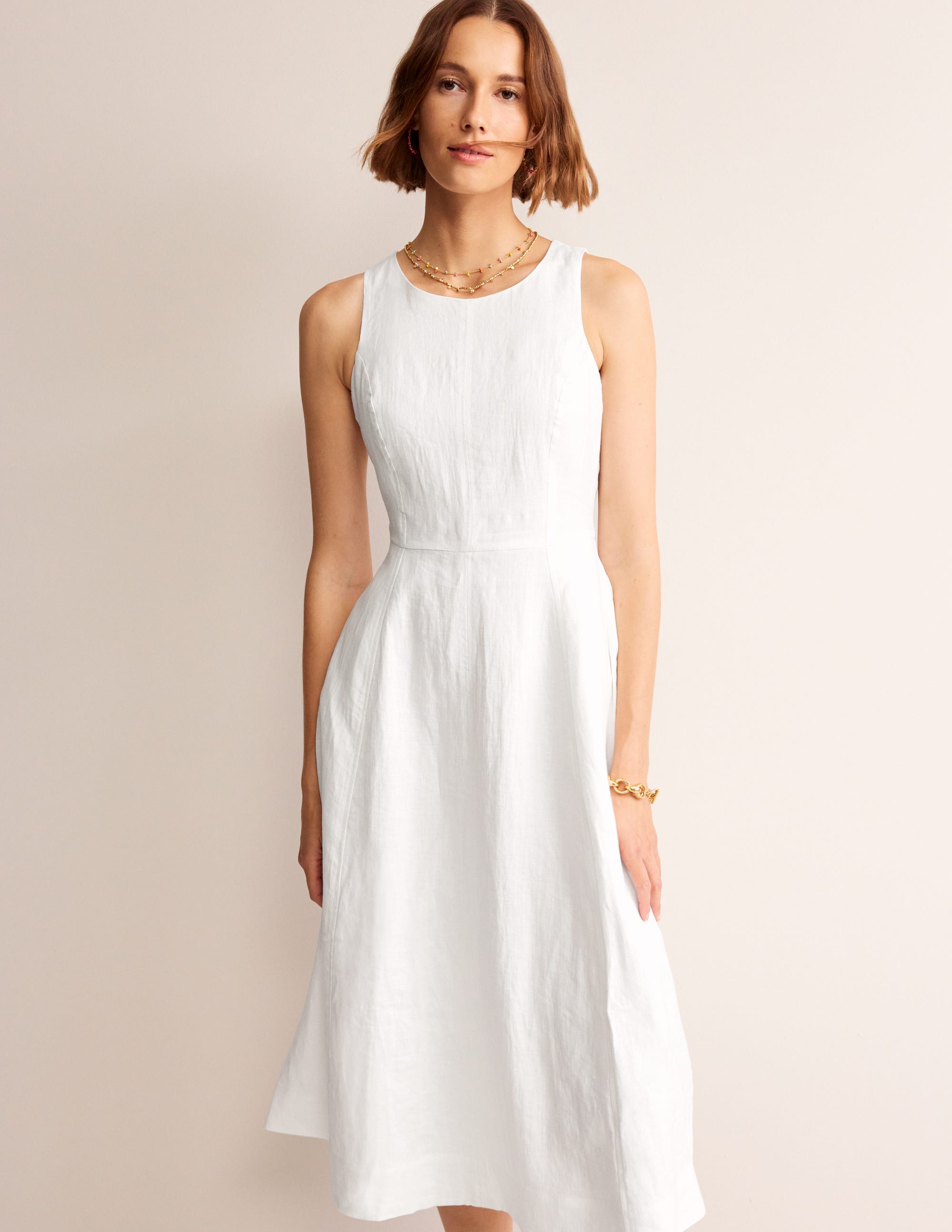 Robe midi Carla en lin-Blanc - Image 2