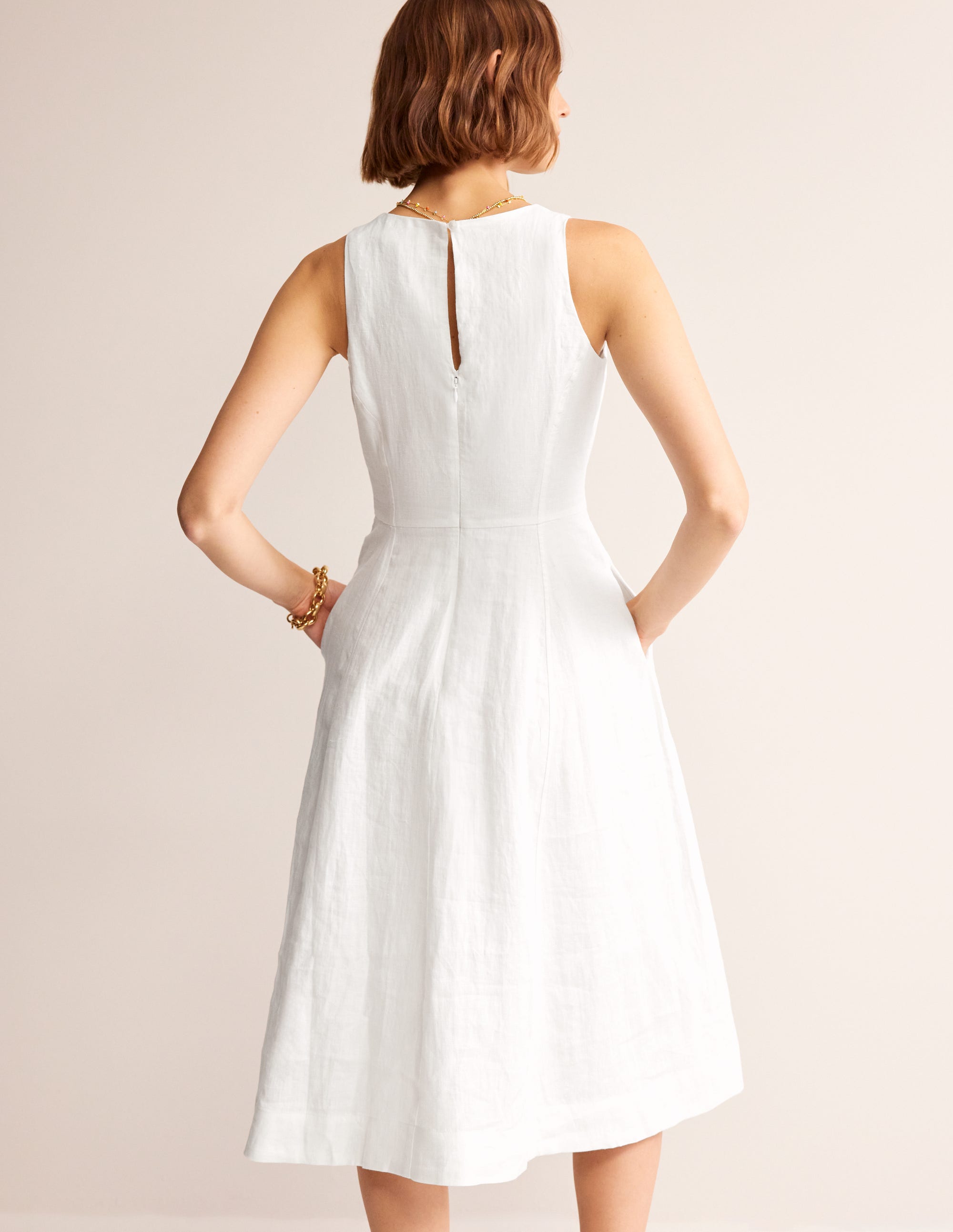 Robe midi Carla en lin-Blanc - Image 3