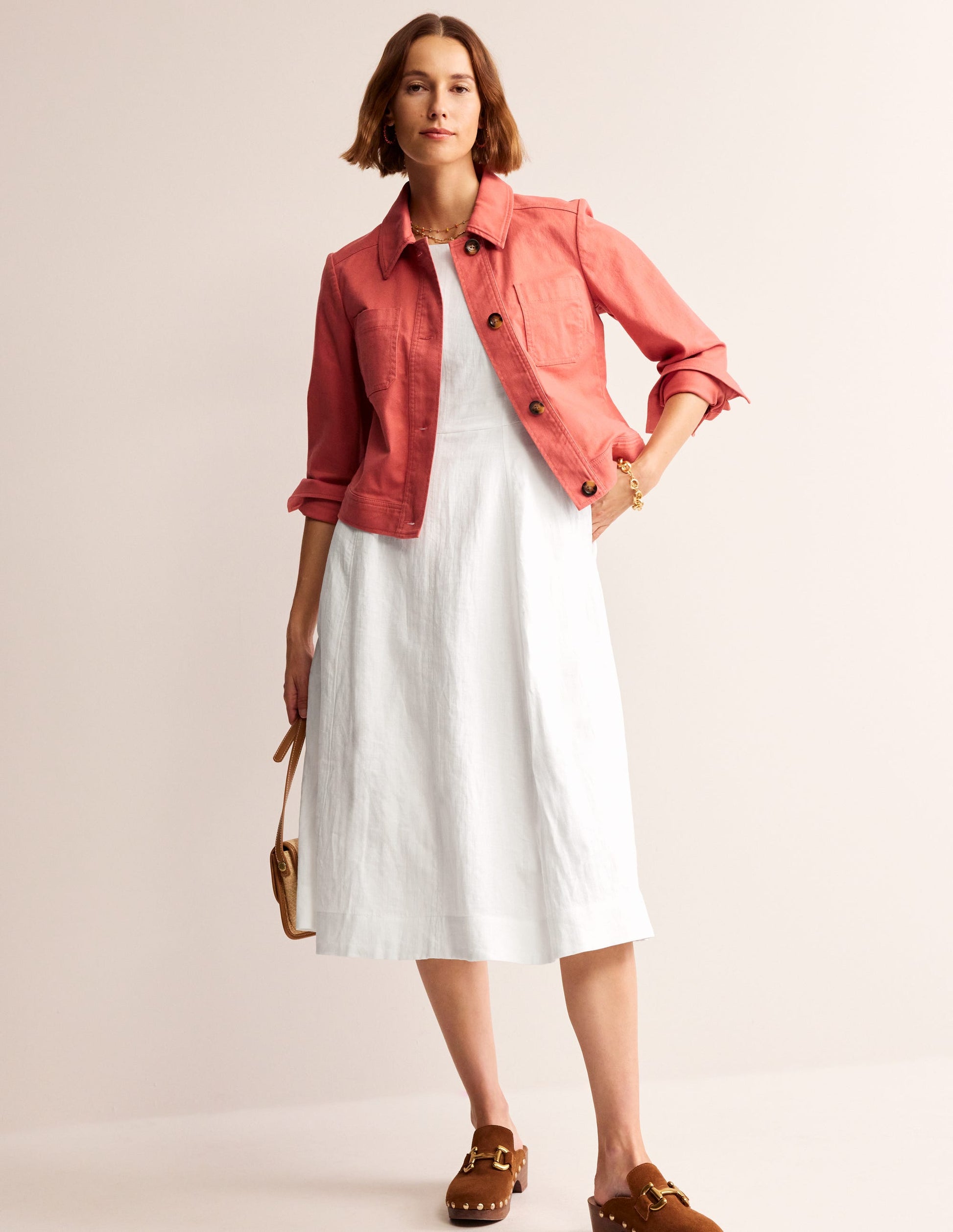 Robe midi Carla en lin-Blanc-4