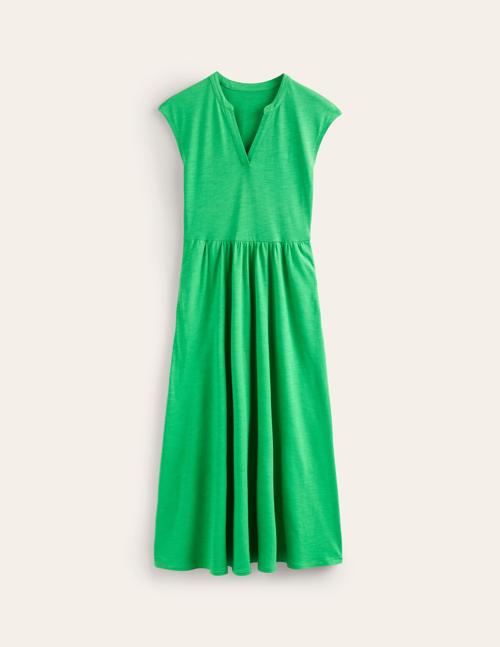 Chloe Jersey-Midikleid mit gekerbtem Ausschnitt-Kelly Grün - Image 6