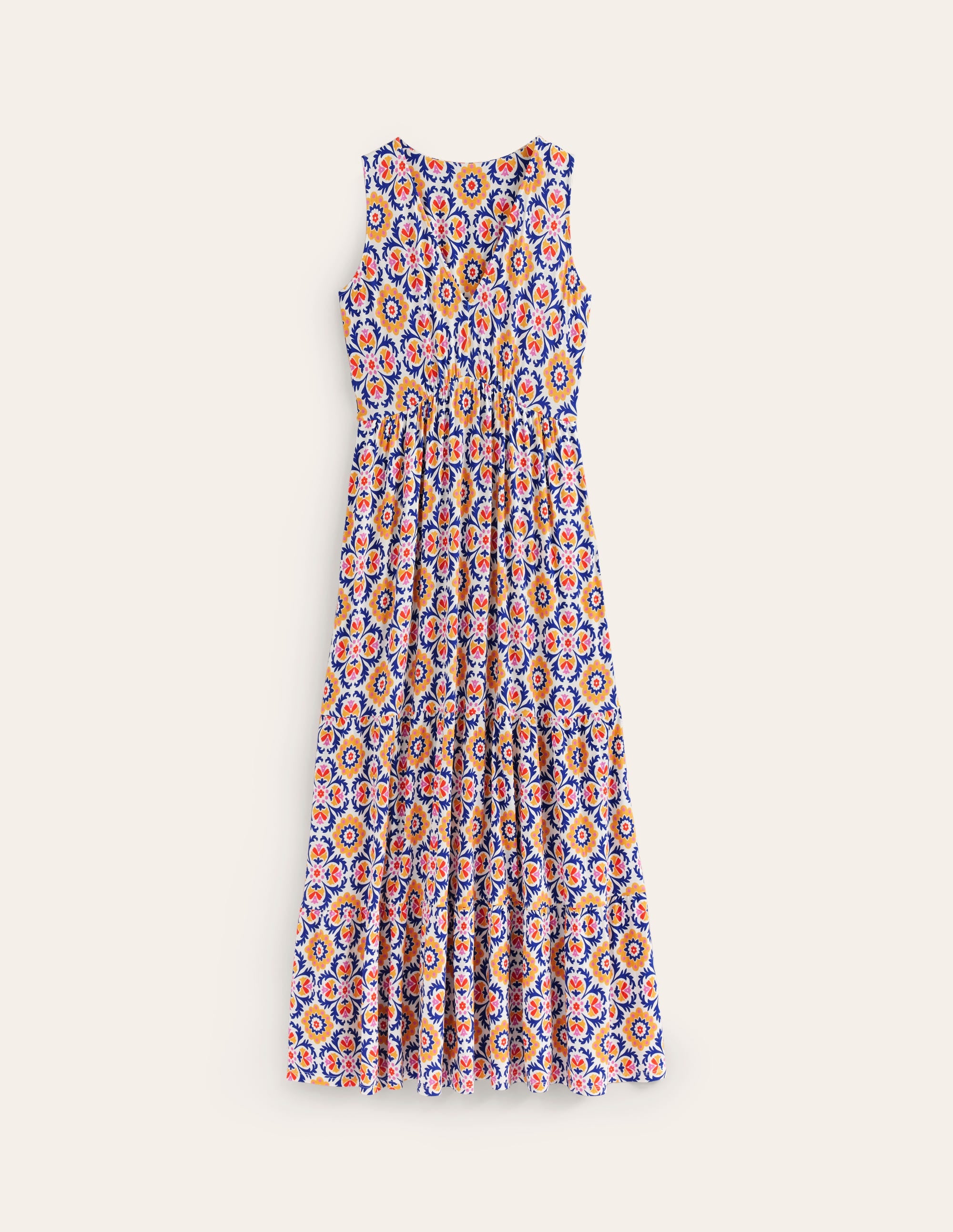 Sylvia Maxi-Stufenkleid aus Jersey-Künstlerisches Gold, Mosaik Blüte - Image 5