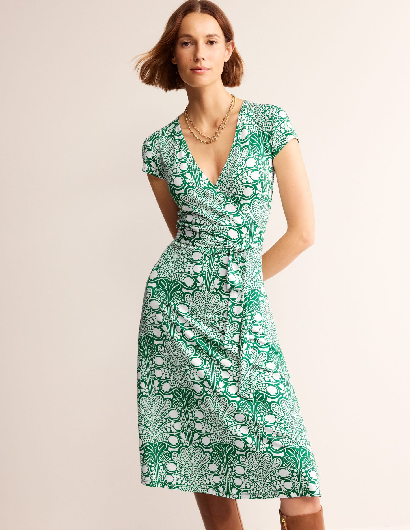 Joanna Wickelkleid mit Flügelärmeln-Grün, Gardenia Swirl