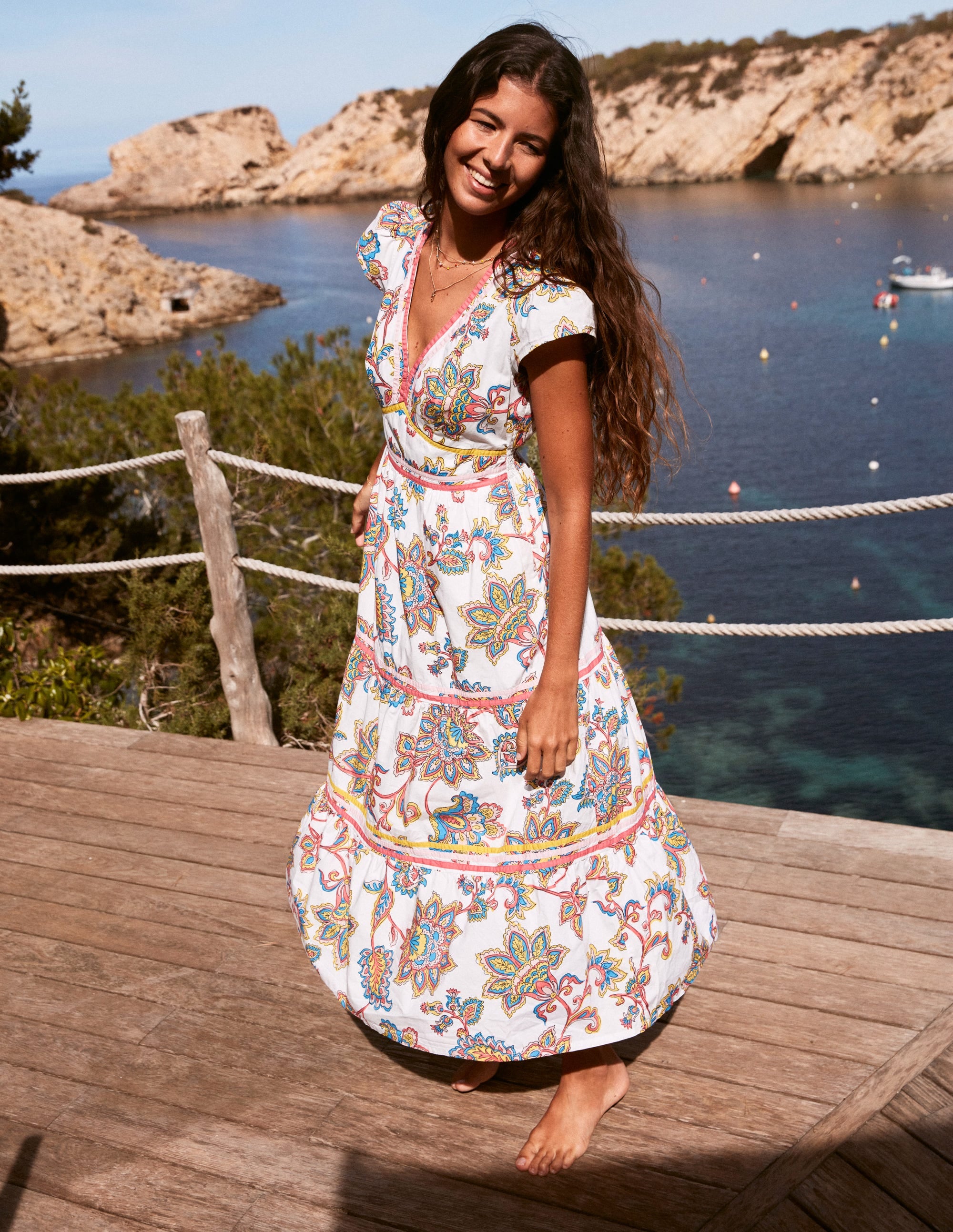 May Cotton Midi Tea Dress-Ivory, Dahlia Bloom - Image 8