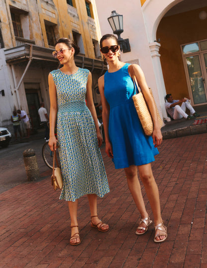 Carla Linen Short Dress-Brilliant Blue