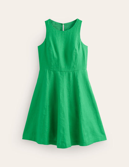 Carla Linen Short Dress-Kelly Green