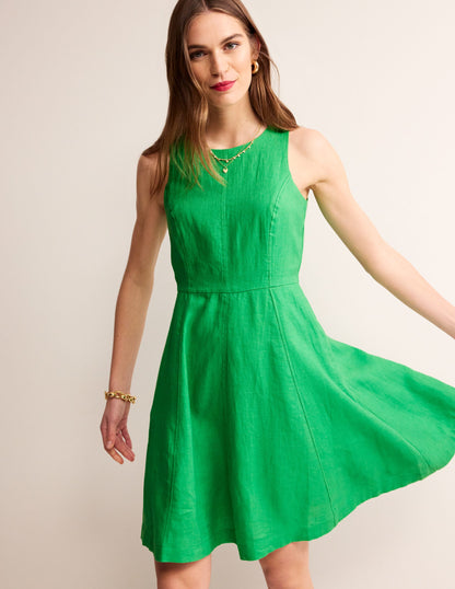 Carla Linen Short Dress-Kelly Green