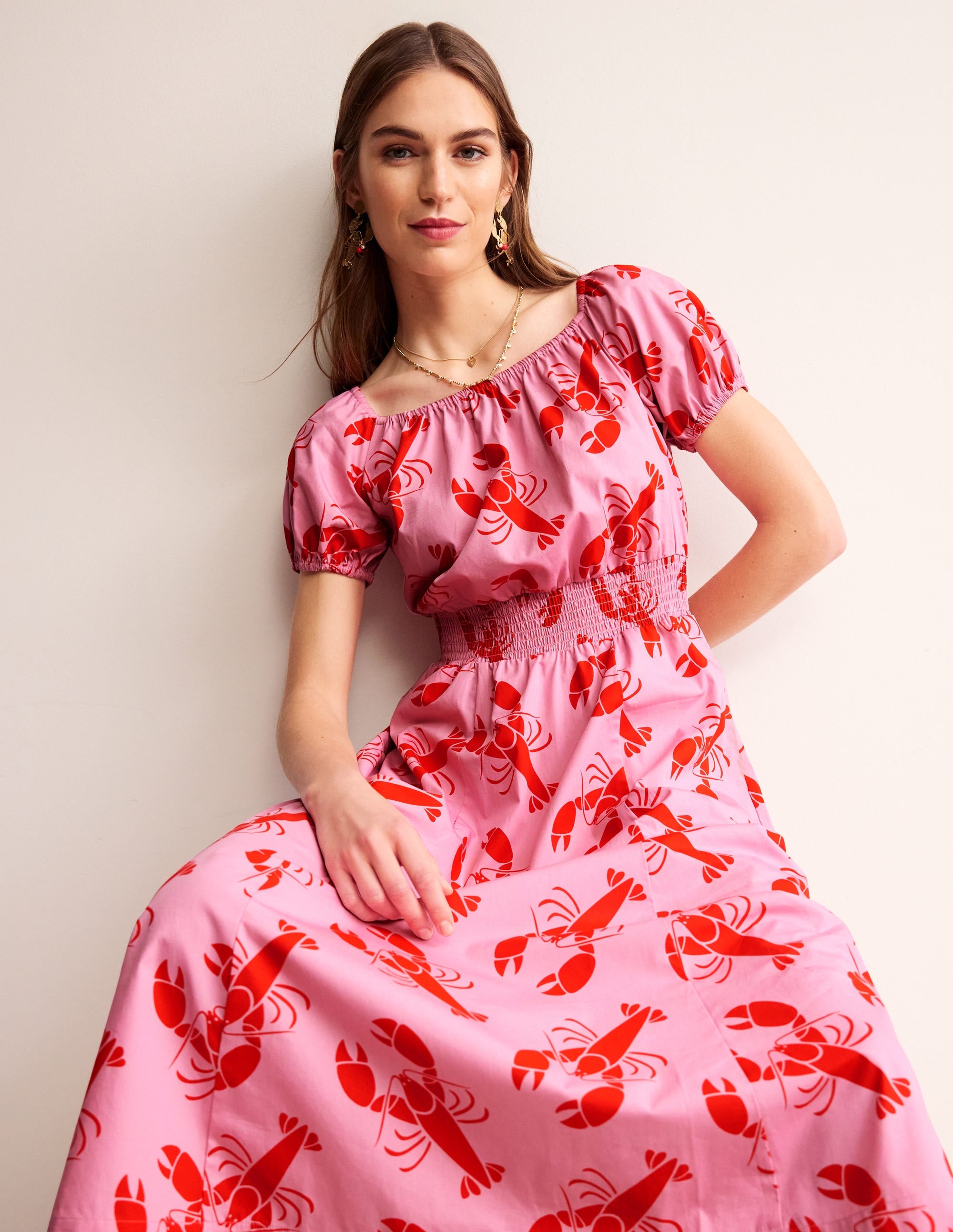 Amber Baumwoll-Midikleid-Kaschmir Rose, Hummer - Image 2