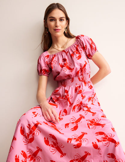 Amber Baumwoll-Midikleid-Kaschmir Rose, Hummer