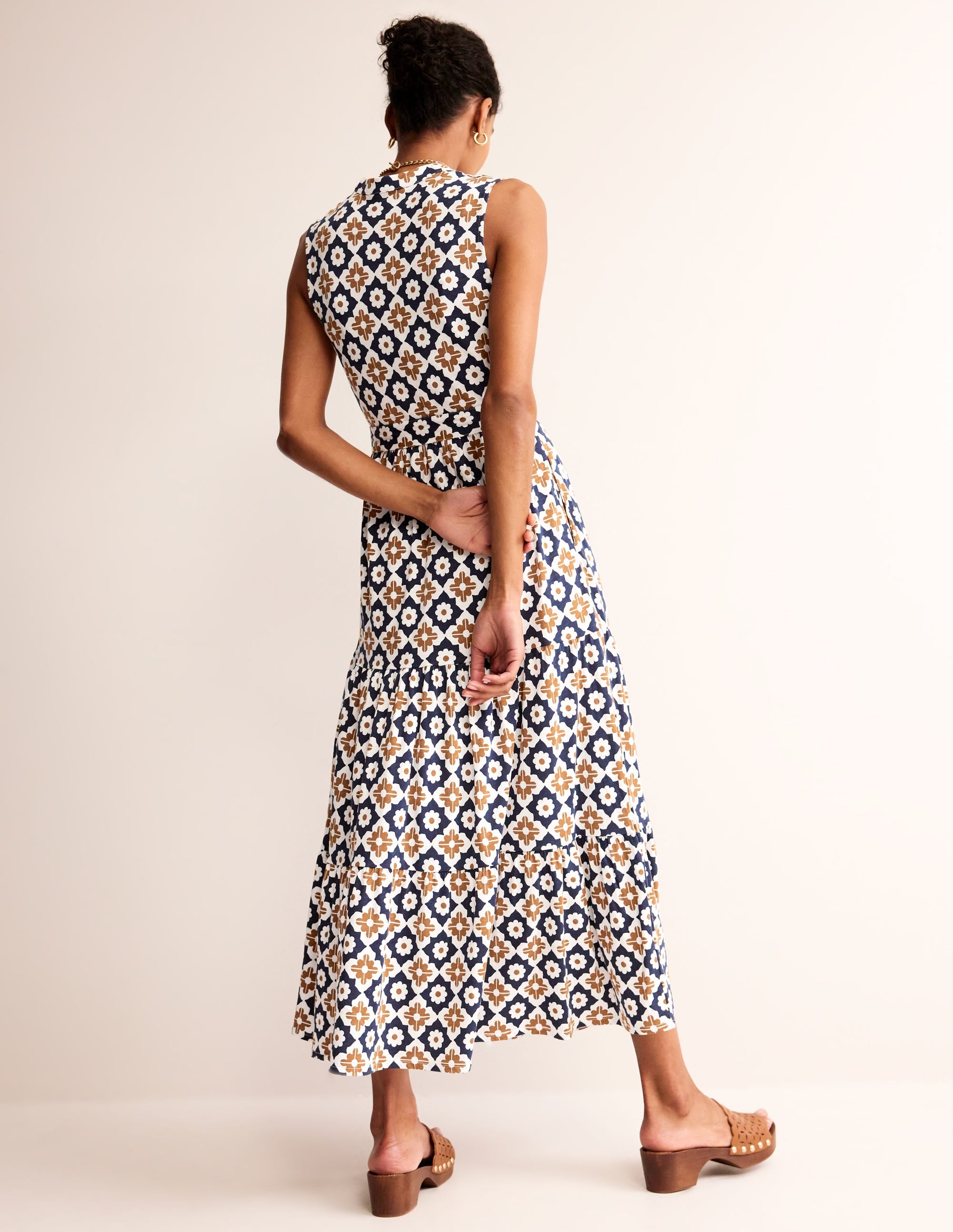 Naomi Notch Collar Maxi Dress-Rubber, Geo Stamp - Image 3