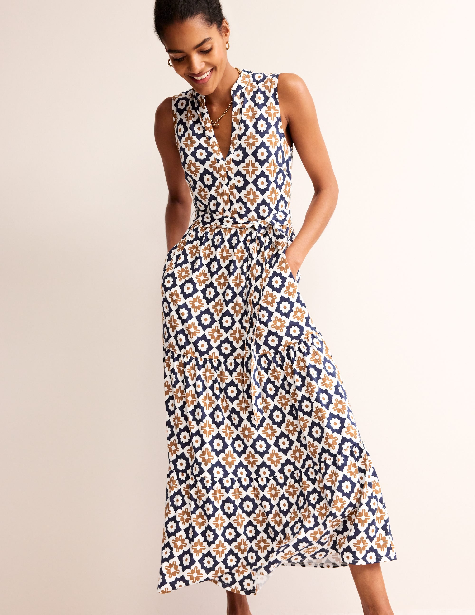 Naomi Notch Collar Maxi Dress-Rubber, Geo Stamp - Image 4