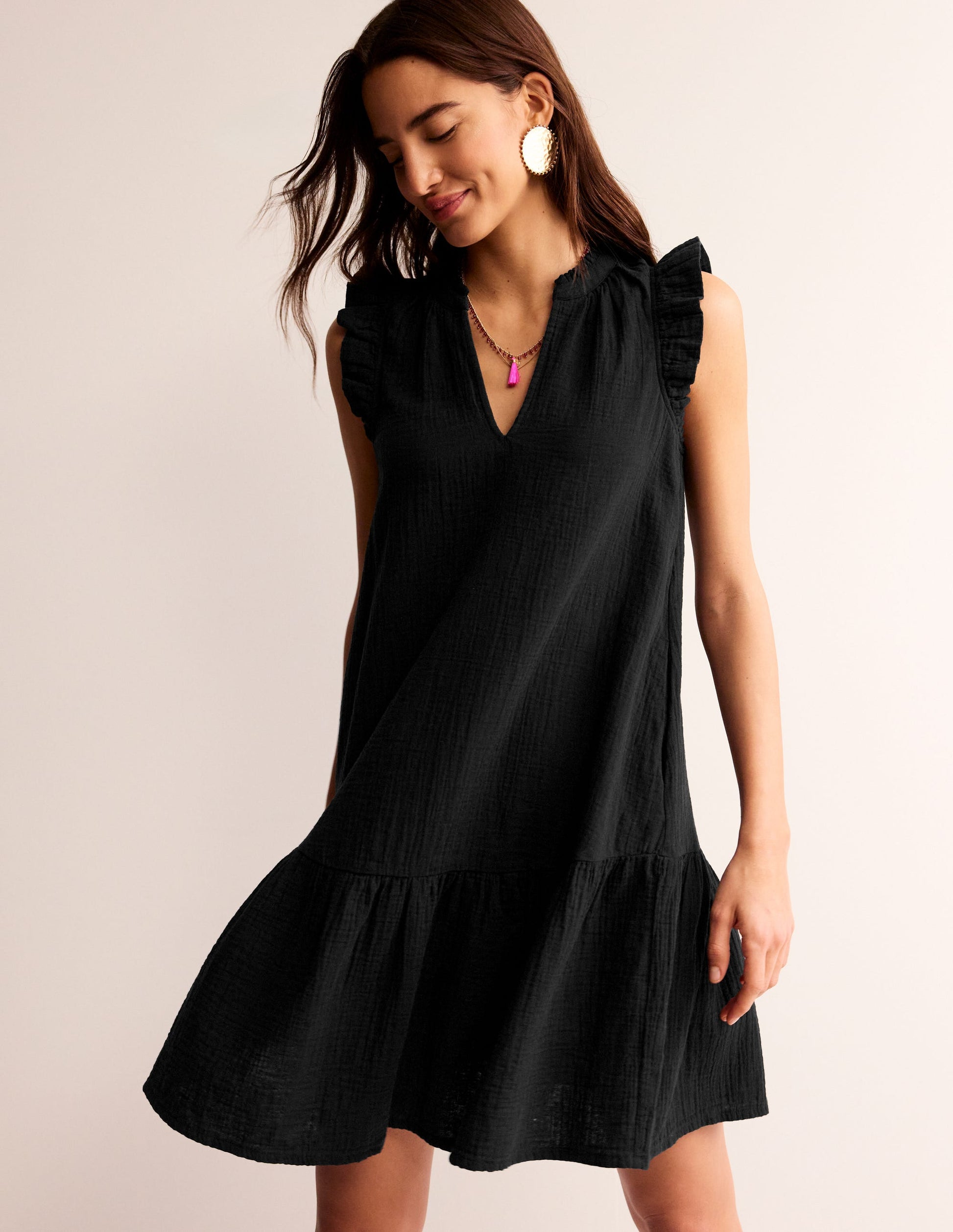 Daisy Kurzes Doppeltuch-Kleid-Schwarz-1