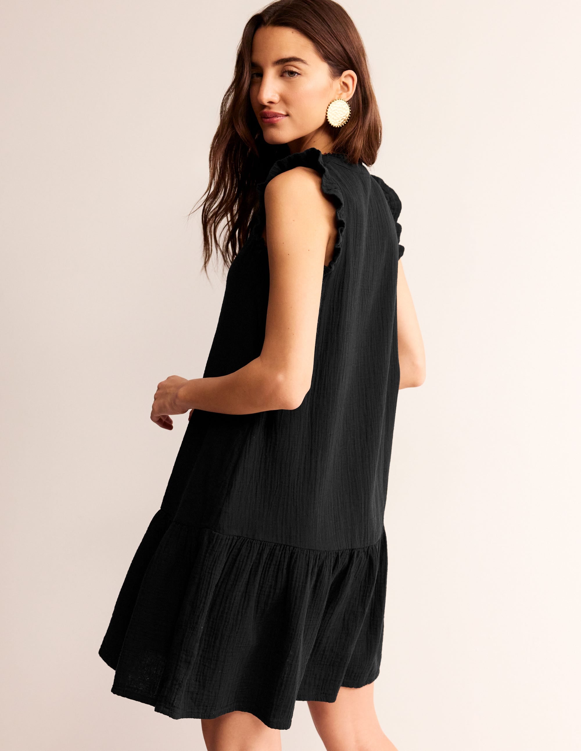 Daisy Kurzes Doppeltuch-Kleid-Schwarz - Image 3