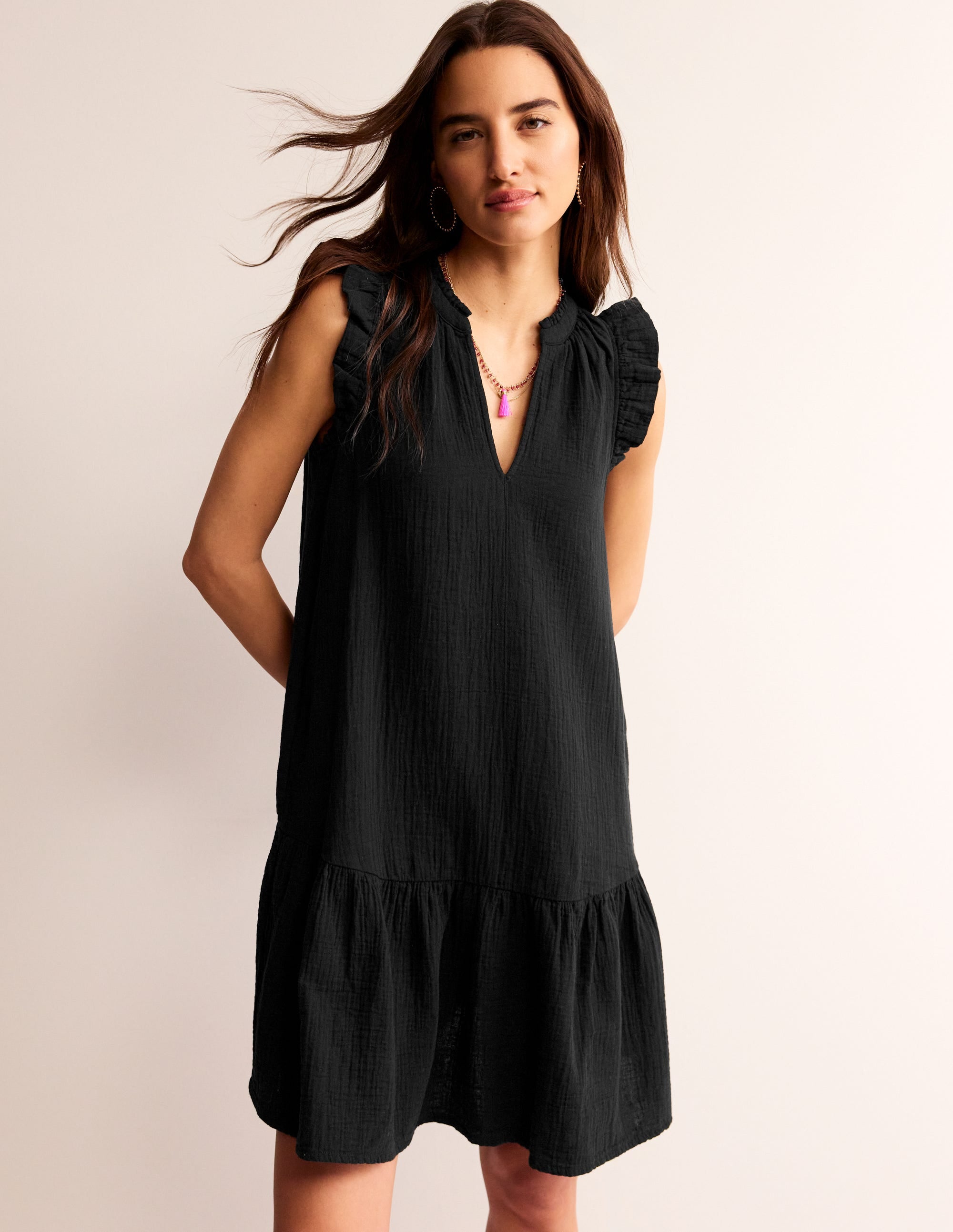 Daisy Kurzes Doppeltuch-Kleid-Schwarz - Image 4