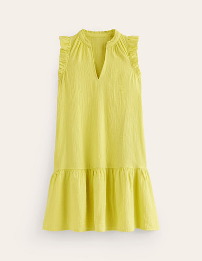 Robe courte Daisy double-étoffe-Jaune acidulé