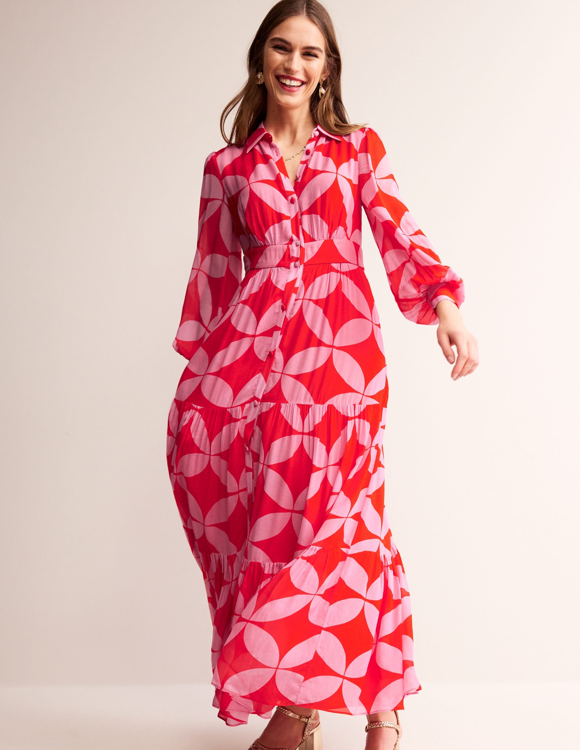 Maxi-Hemdblusenkleid für besondere Anlässe-Flammenrot, Diamond Terrace - Image 1