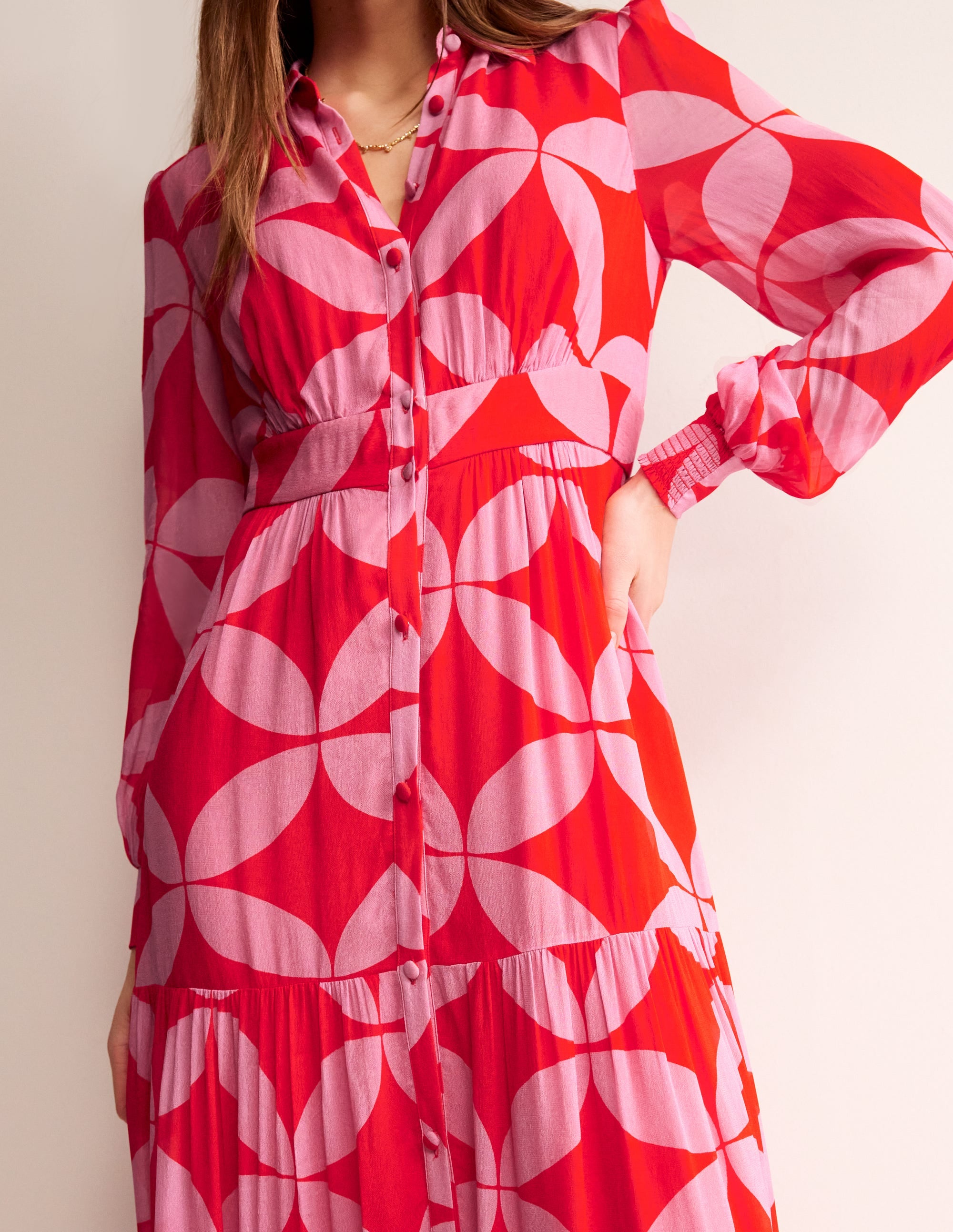 Maxi-Hemdblusenkleid für besondere Anlässe-Flammenrot, Diamond Terrace - Image 2