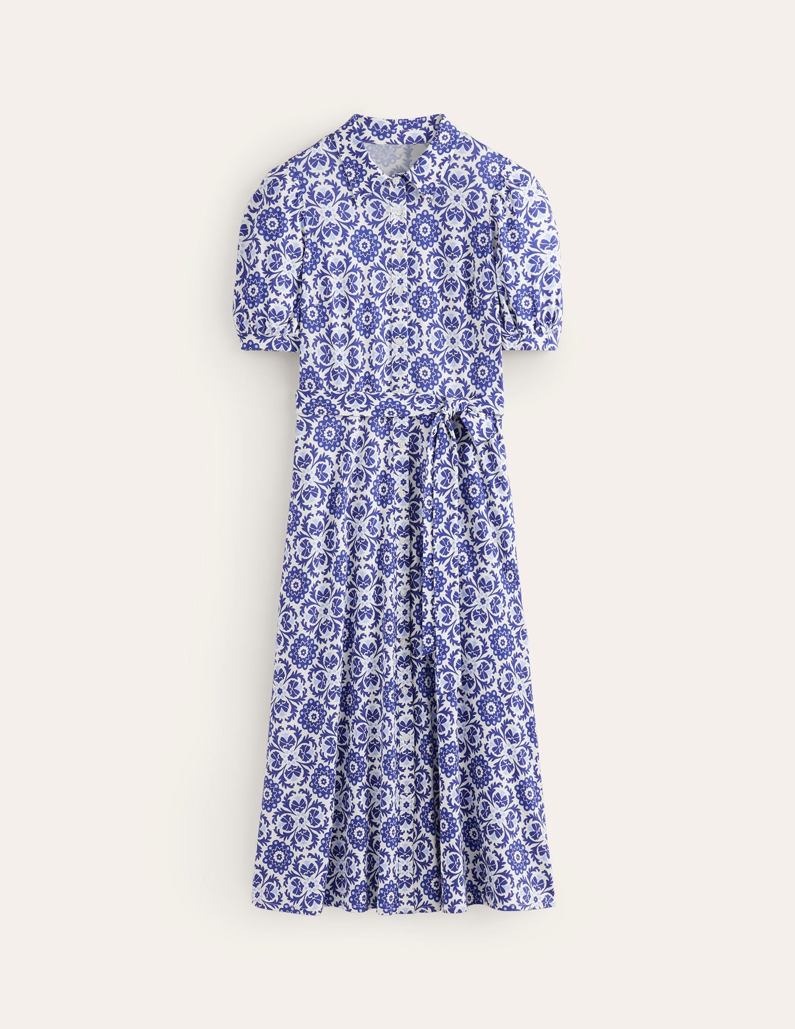 Libby Midi-Hemdblusenkleid aus Jersey-Surf the Web, Mosaik Blüte - Image 7