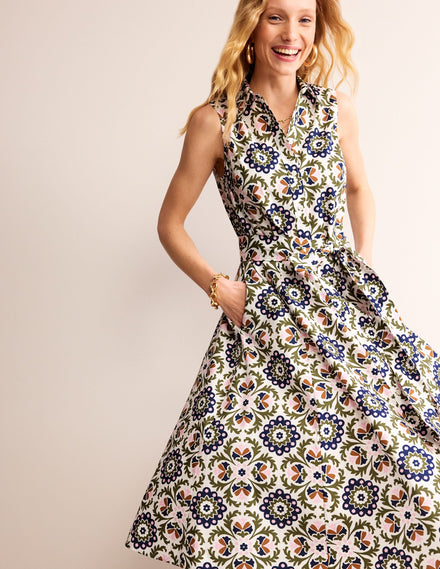 Amy Ärmelloses Hemdblusenkleid-Eintagsfliege, Mosaik Blüte