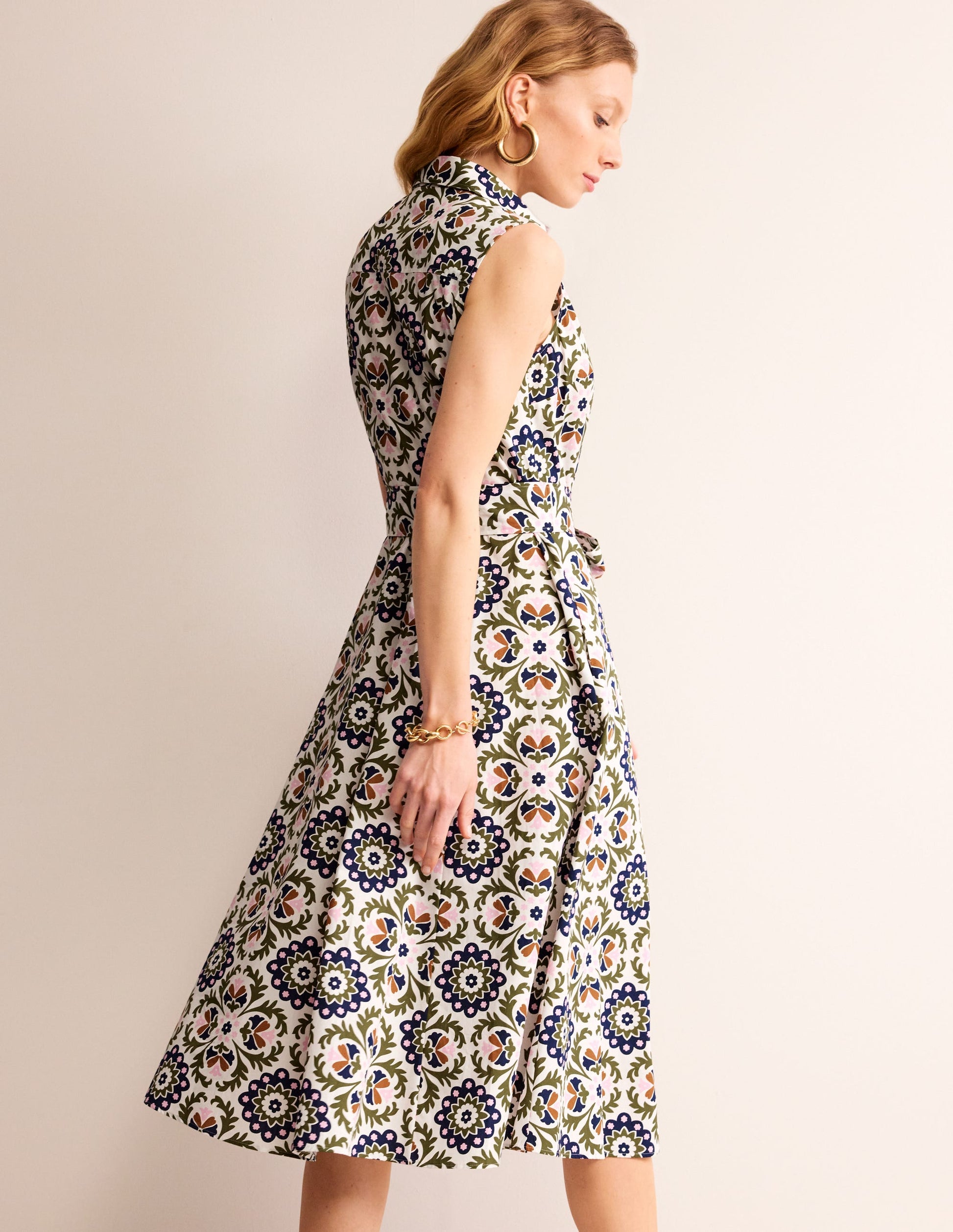 Amy Ärmelloses Hemdblusenkleid-Eintagsfliege, Mosaik Blüte-3