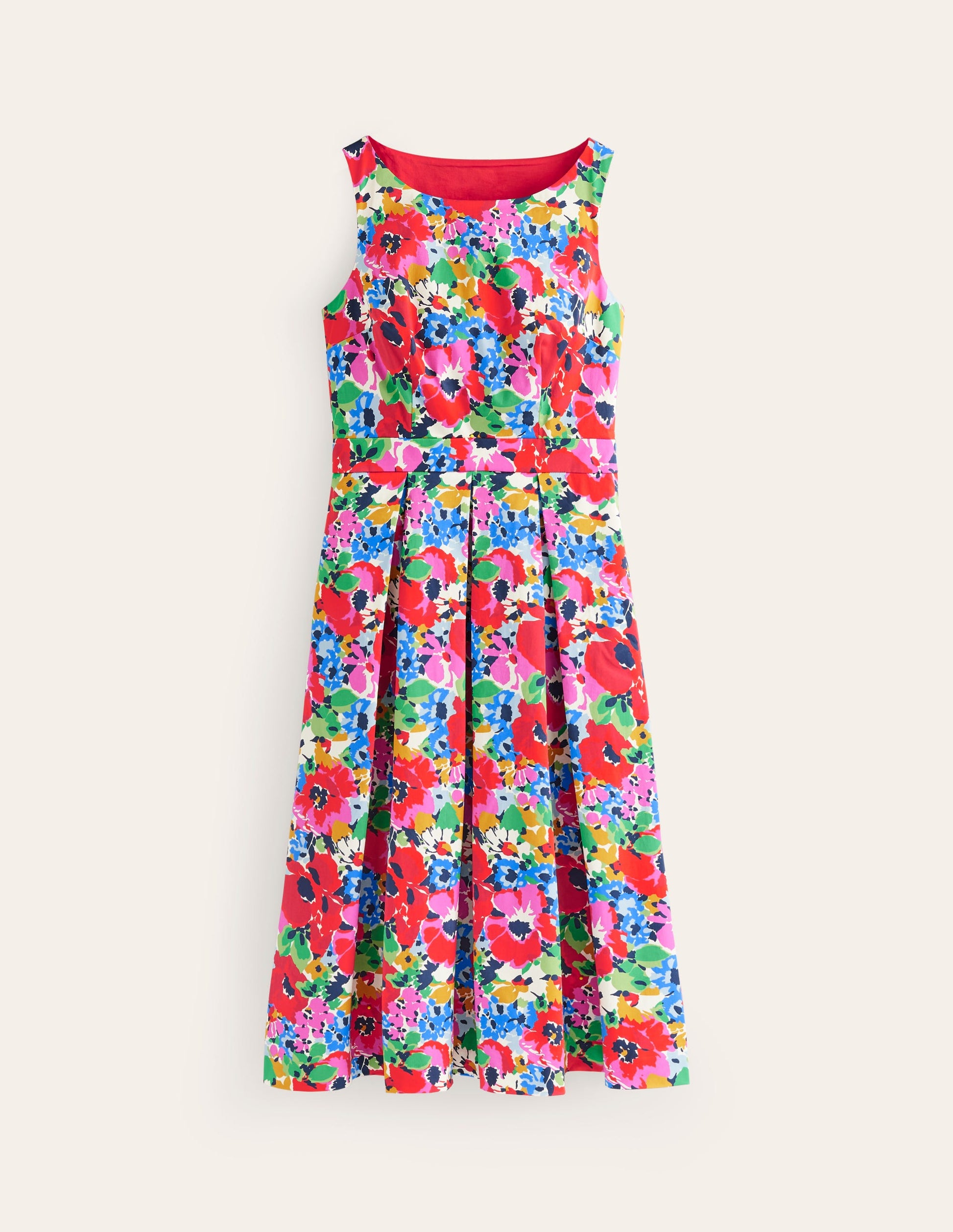 Ärmelloses Midi-Faltenkleid-Bunt, Wilder Mohn groß-7