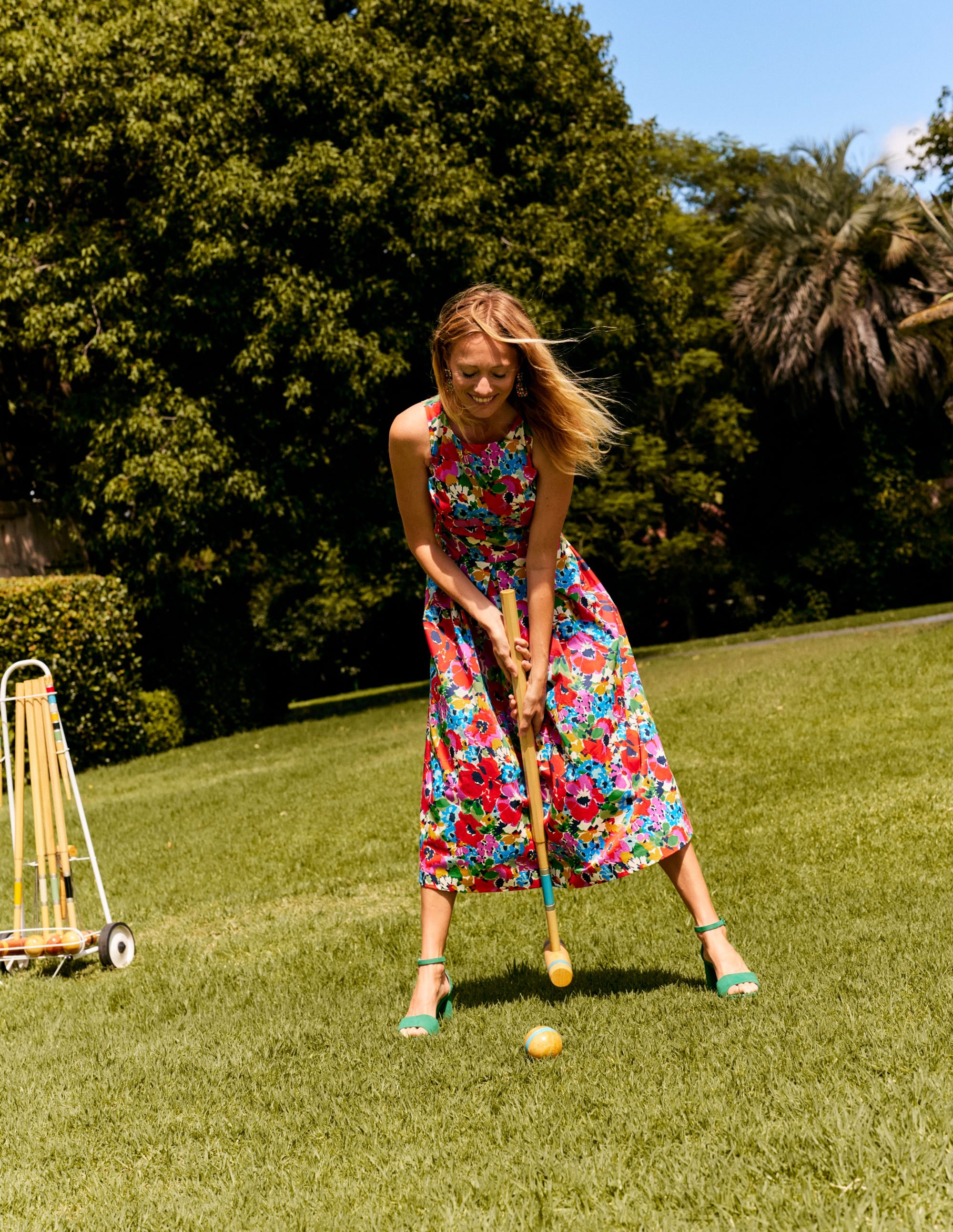 Robe midi plissée sans manches-Multi, grand motif Wild Poppy - Image 5