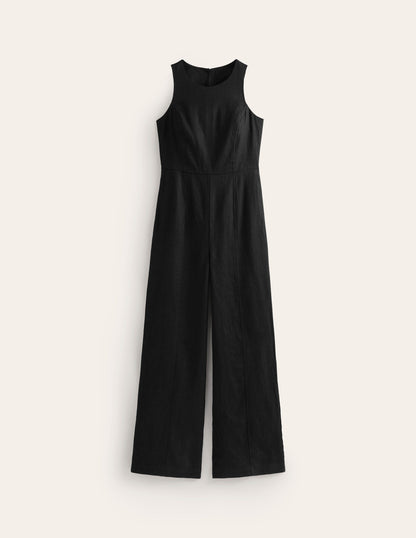 Carla Leinen-Jumpsuit-Schwarz