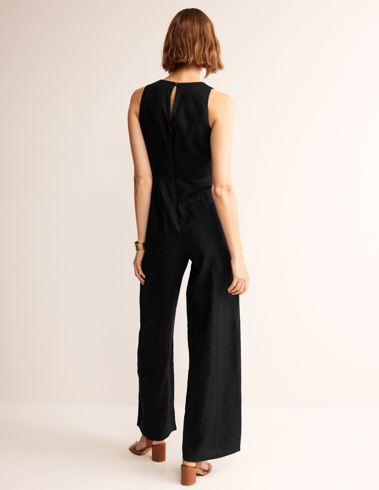 Carla Leinen-Jumpsuit-Schwarz