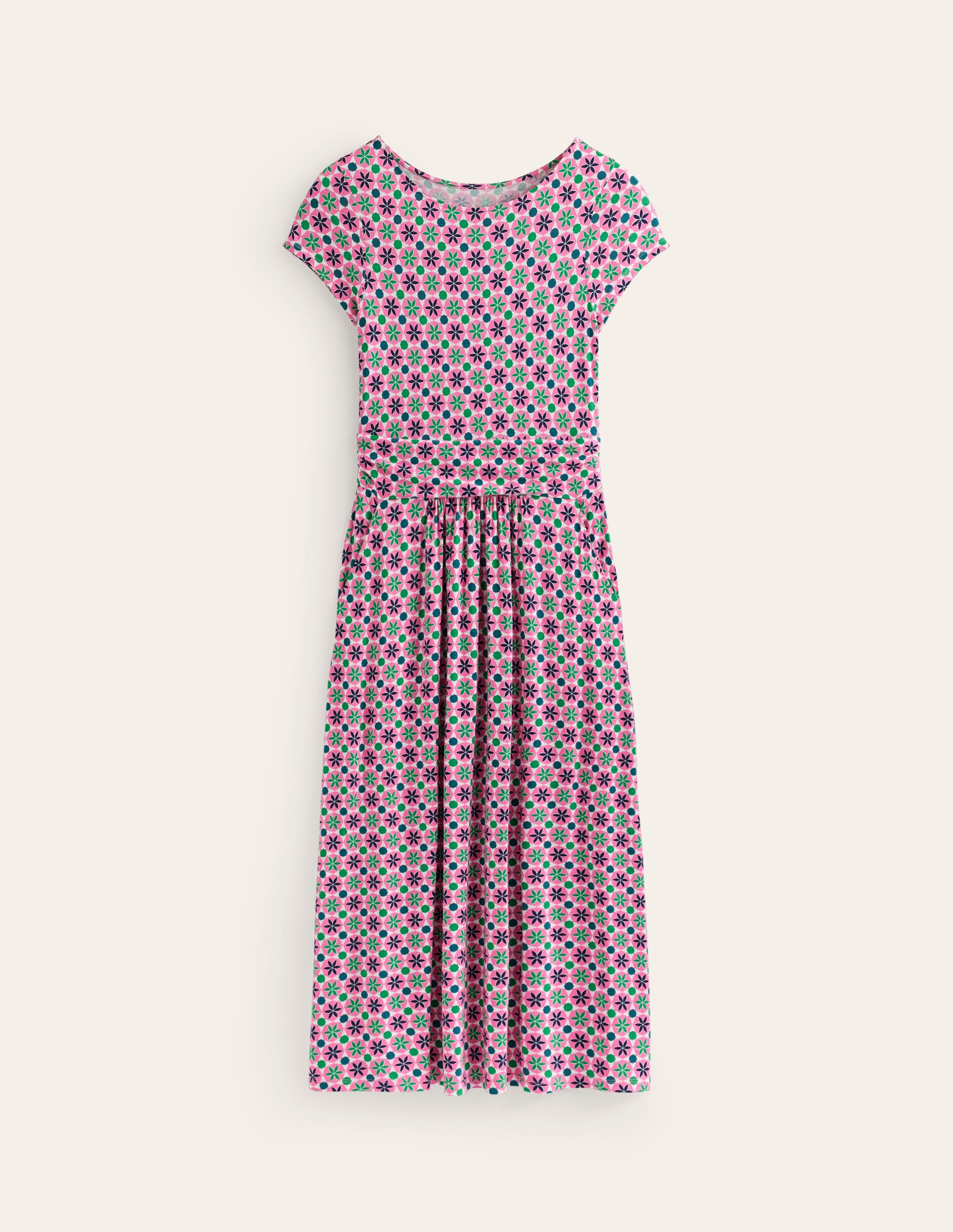 Amelie Jersey-Midikleid-Pink Power, Botanische Kachel - Image 5