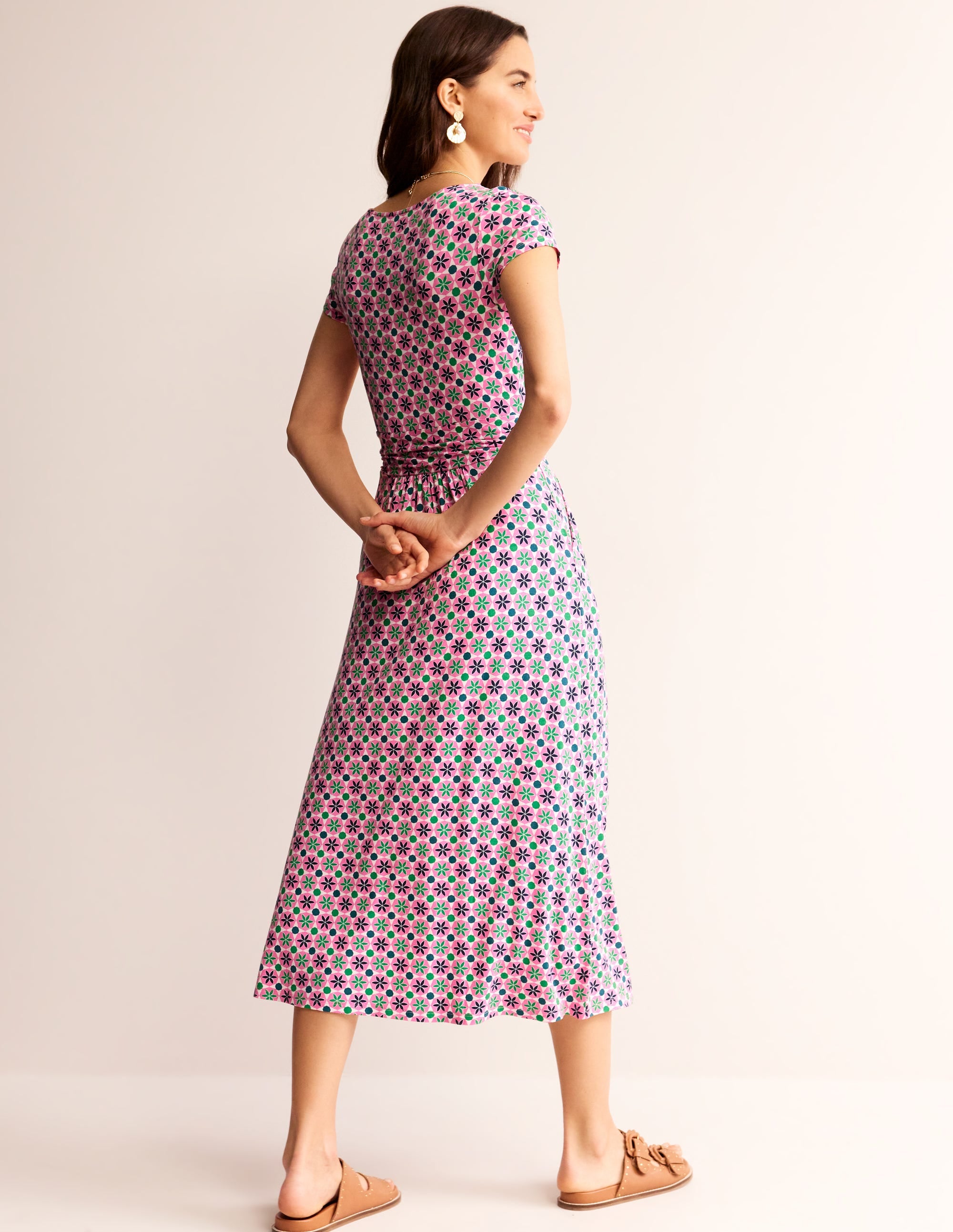 Amelie Jersey-Midikleid-Pink Power, Botanische Kachel - Image 4