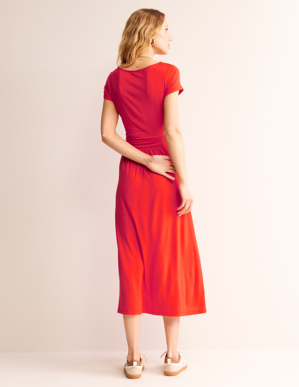 Amelie Jersey-Midikleid-Mohnblumenrot - Image 3