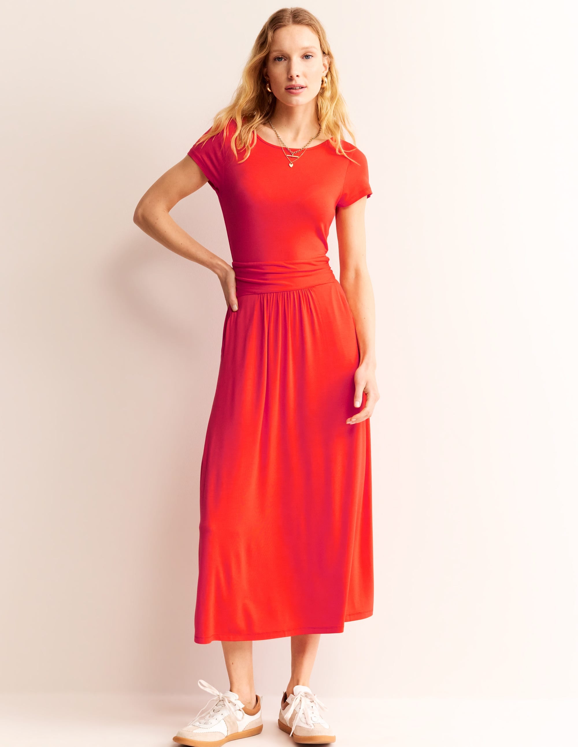 Amelie Jersey-Midikleid-Mohnblumenrot - Image 4