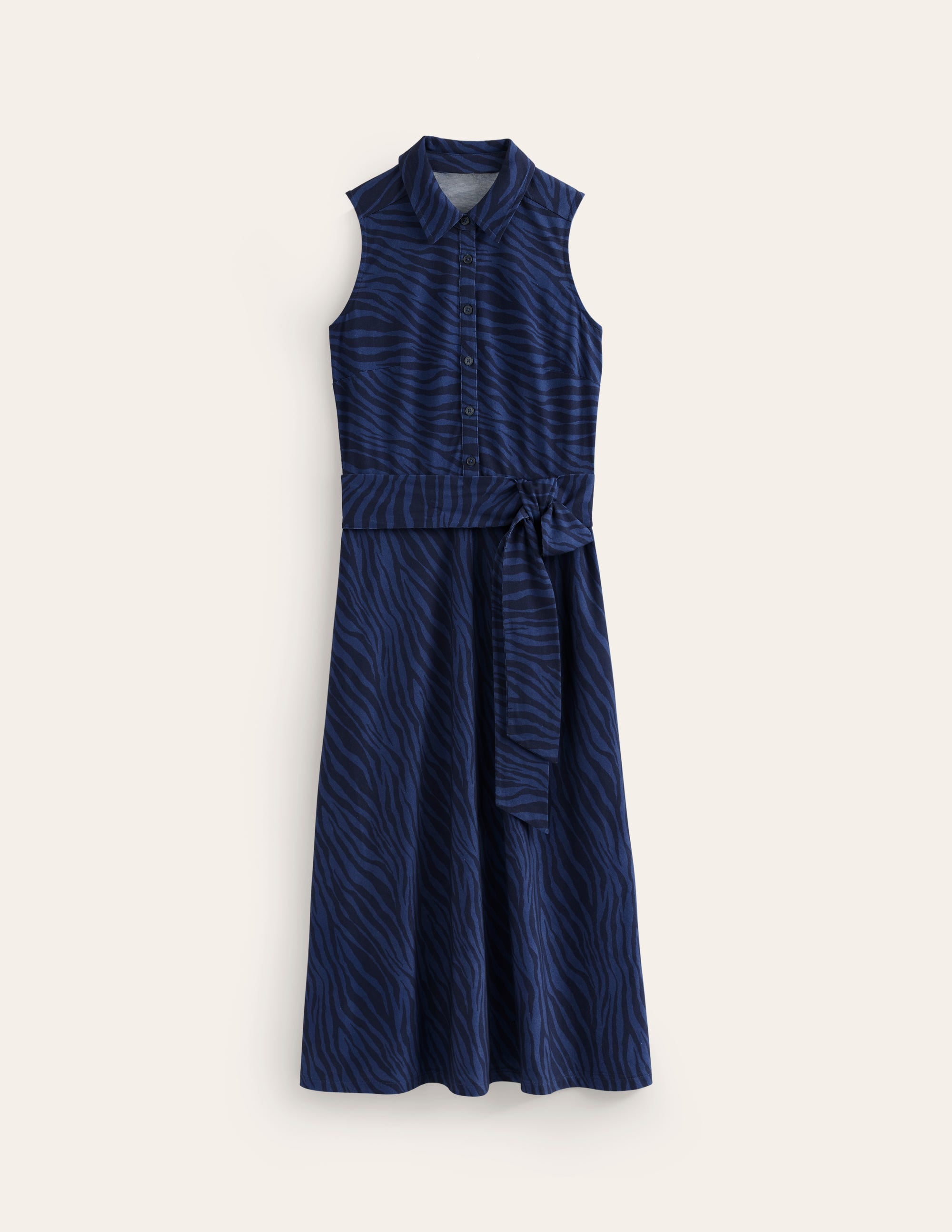 Laura Ärmelloses Hemdblusenkleid-Echtes Marineblau, Tierische Streifen - Image 5