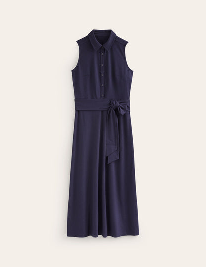 Robe-chemise Laura sans manches-Bleu Indigo-5