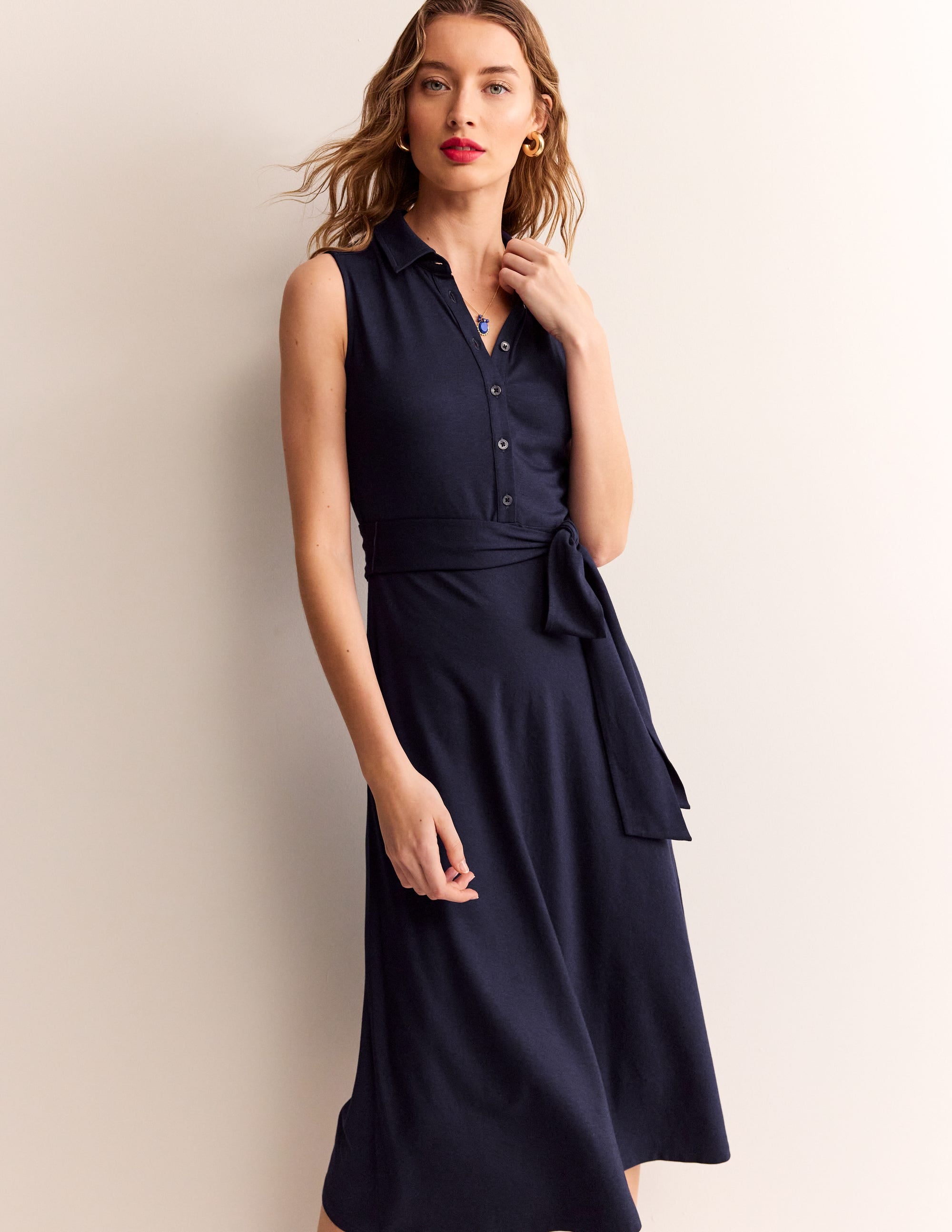 Robe-chemise Laura sans manches-Bleu Indigo - Image 1