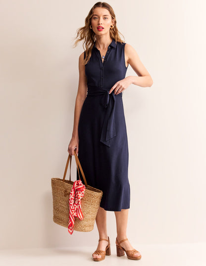 Robe-chemise Laura sans manches-Bleu Indigo-2