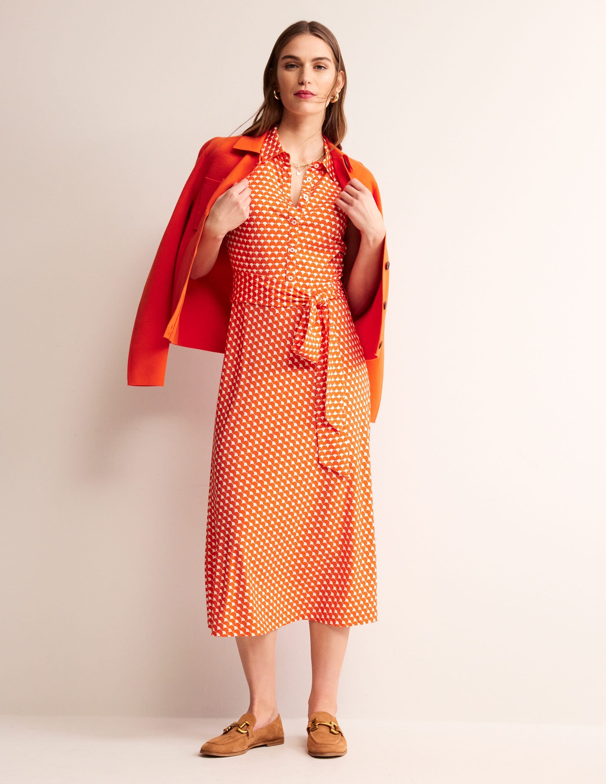 Laura Ärmelloses Hemdblusenkleid-Mandarine, Halbmond - Image 1