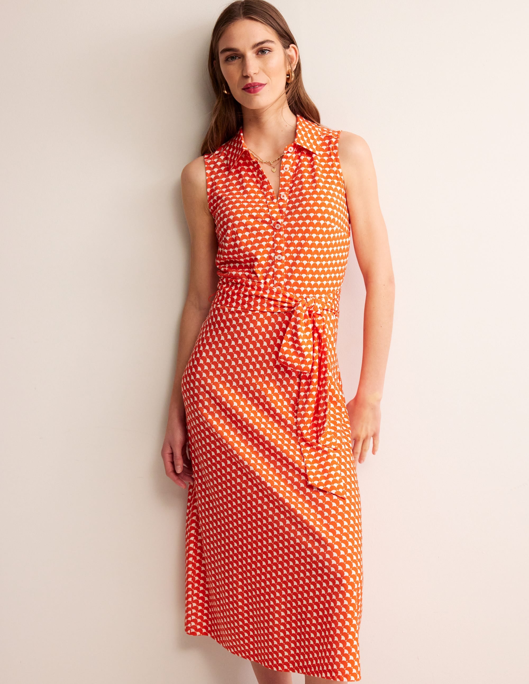 Laura Ärmelloses Hemdblusenkleid-Mandarine, Halbmond - Image 4