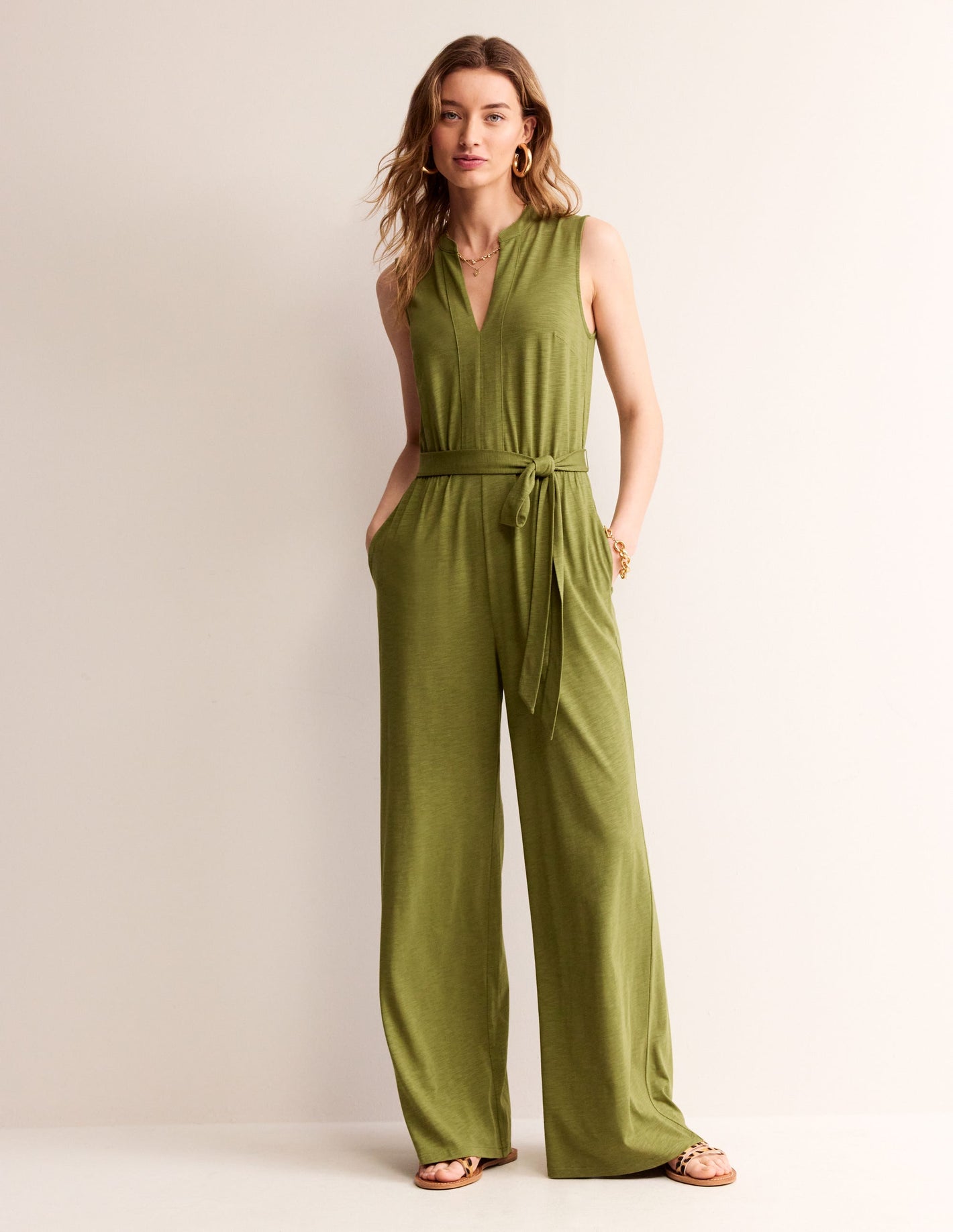 Naomi Jersey-Jumpsuit mit gekerbtem Ausschnitt-Eintagsfliege